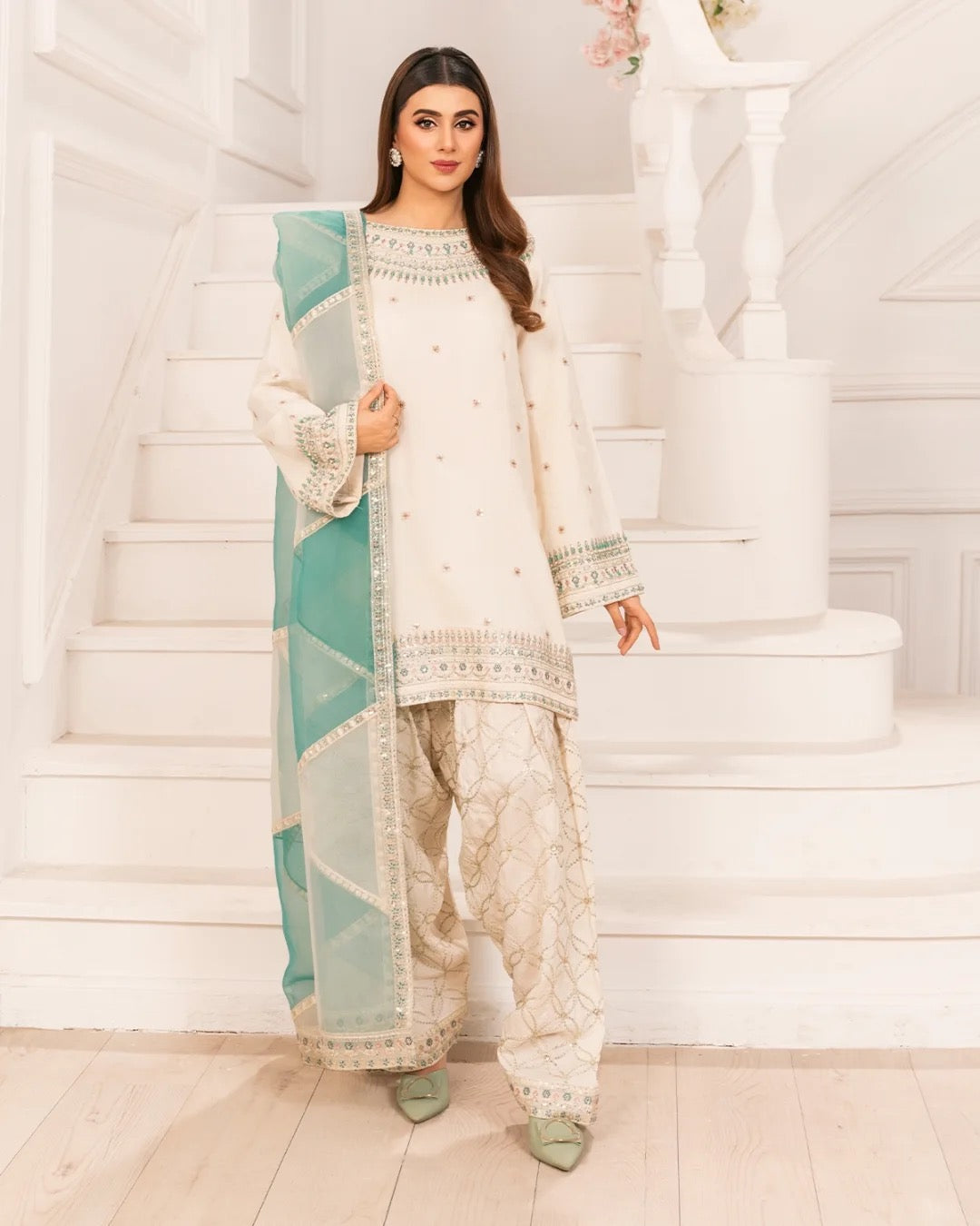 Designer Party Wear Look Top, Palazzo With Dupatta