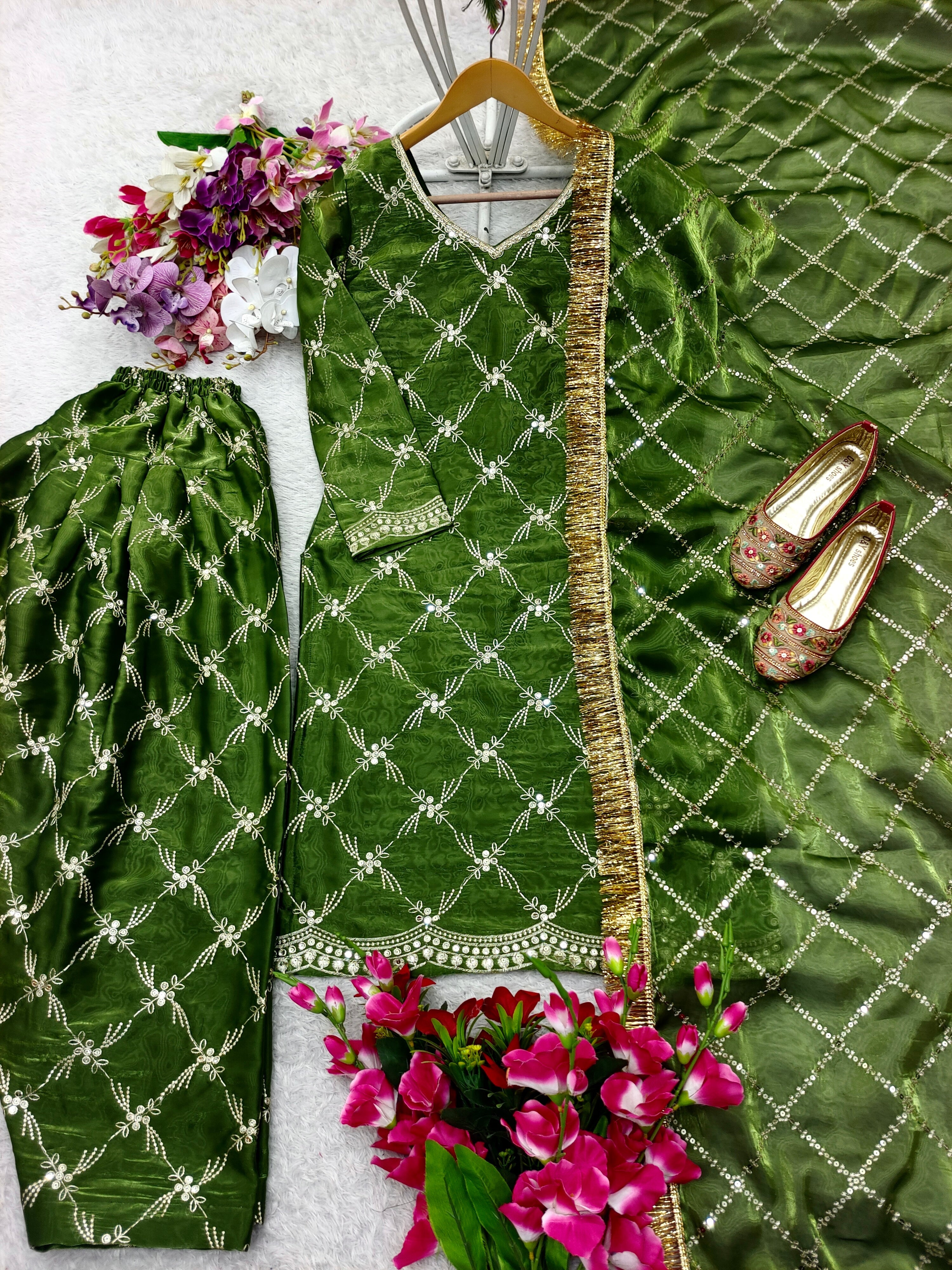 Party Wear Beautiful Top-Patiyala And Dupatta