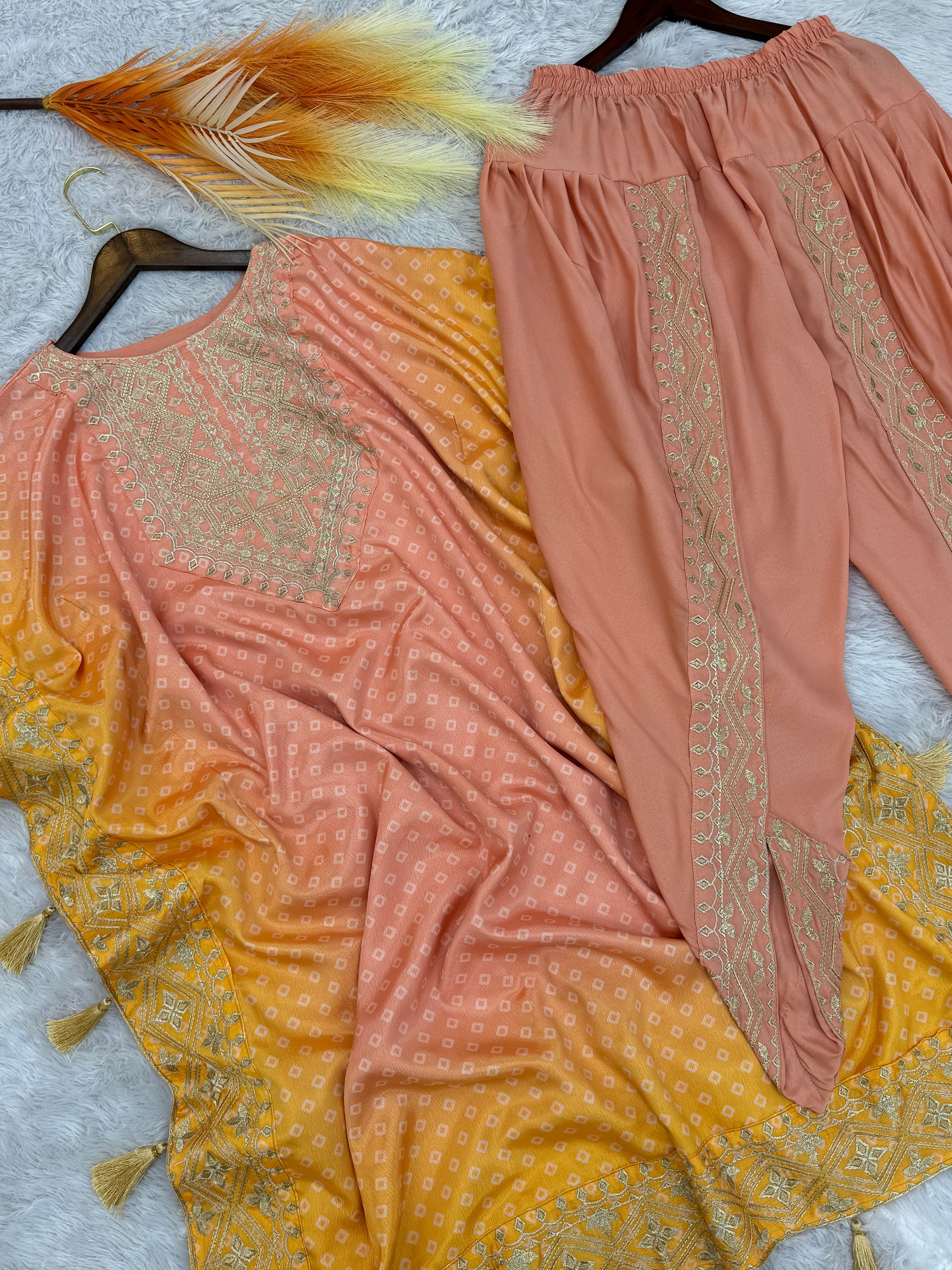 Designer Kaftan And Dhoti Embroidery And Digital Print Work