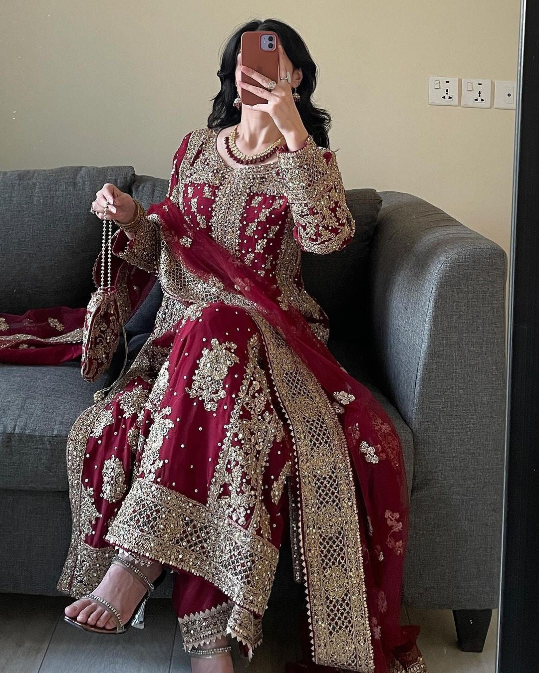 Top - Plazzo With Dupatta With Embroidery Sequins Work