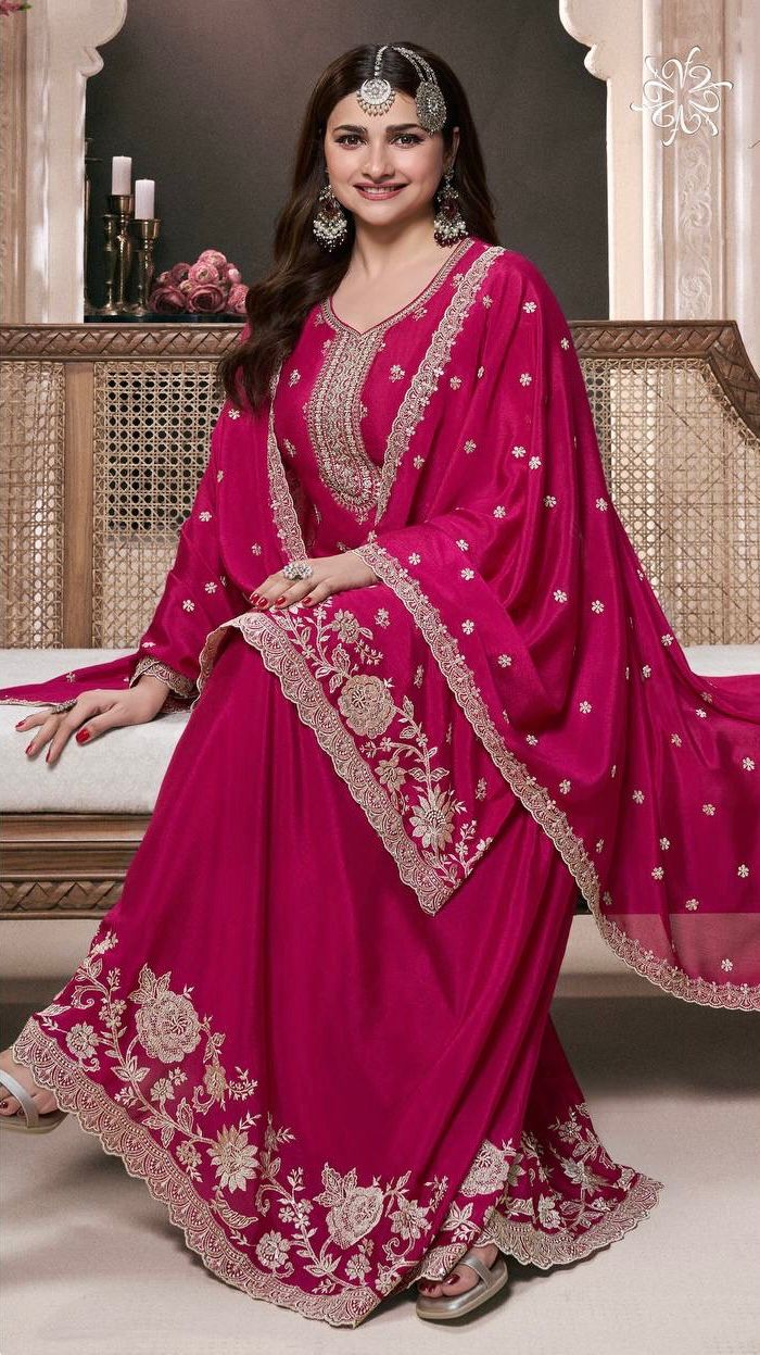 Fancy Suit Set With Beautiful Embroidery And Sequence Work