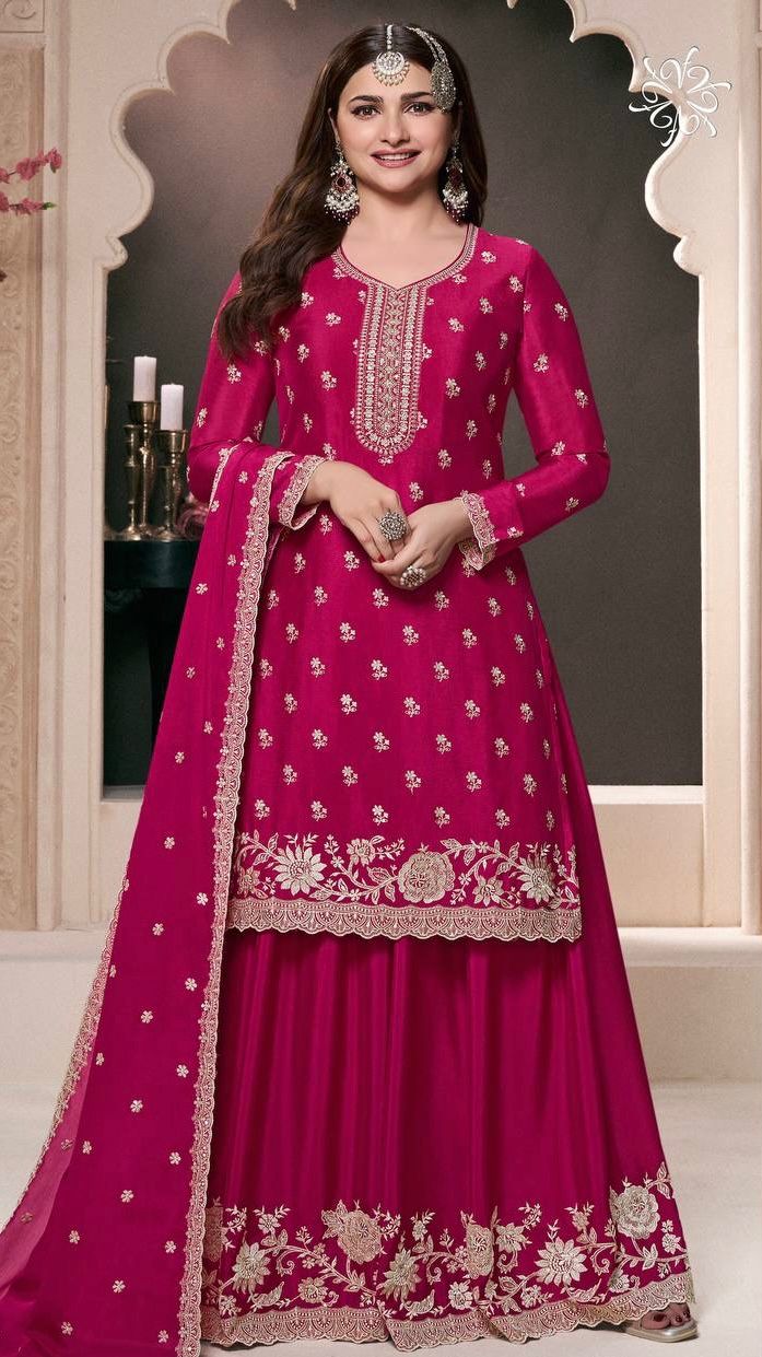Fancy Suit Set With Beautiful Embroidery And Sequence Work