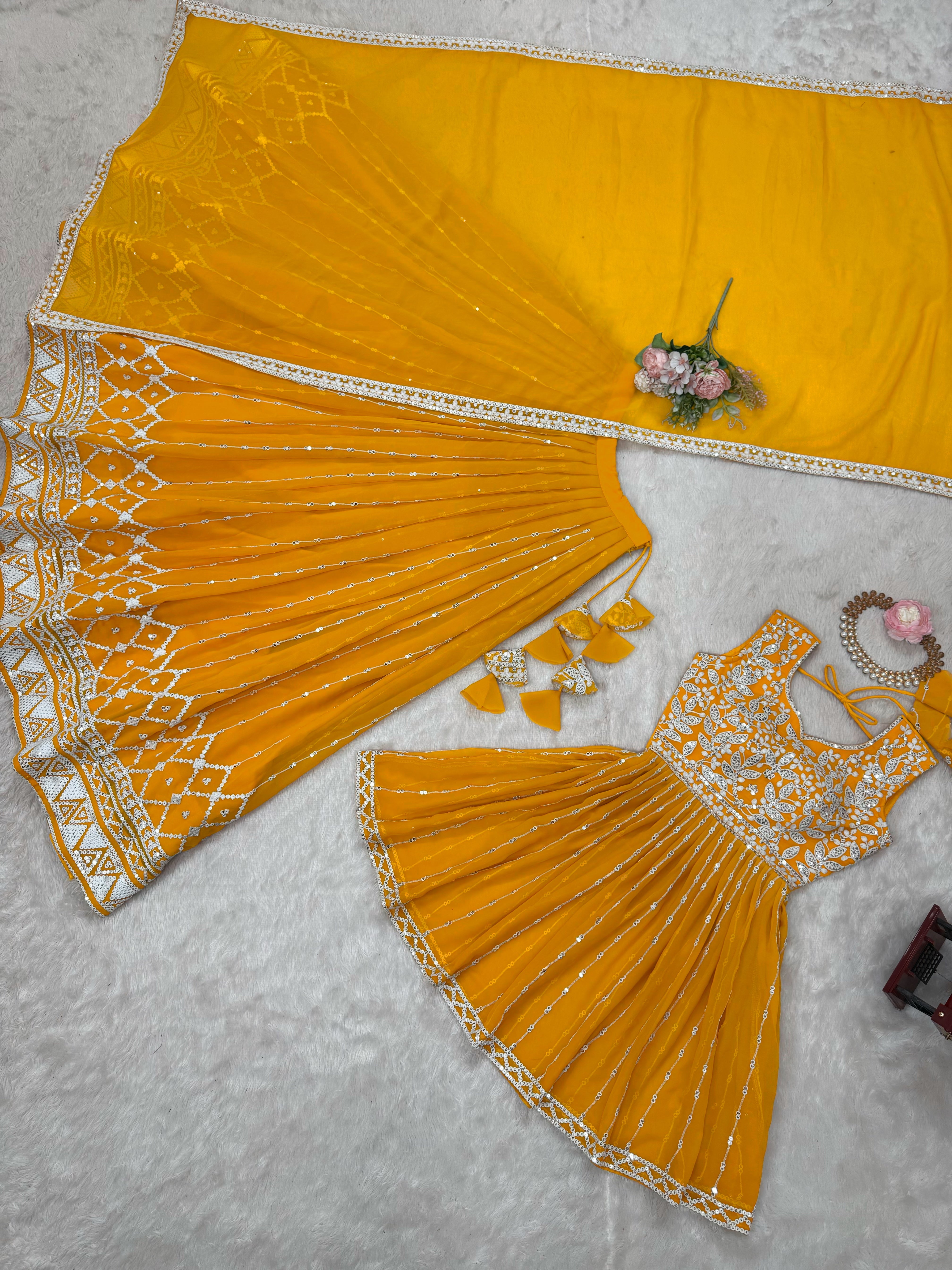 Party Wear Designer Top-Bottom And Dupatta Thread & Sequence work