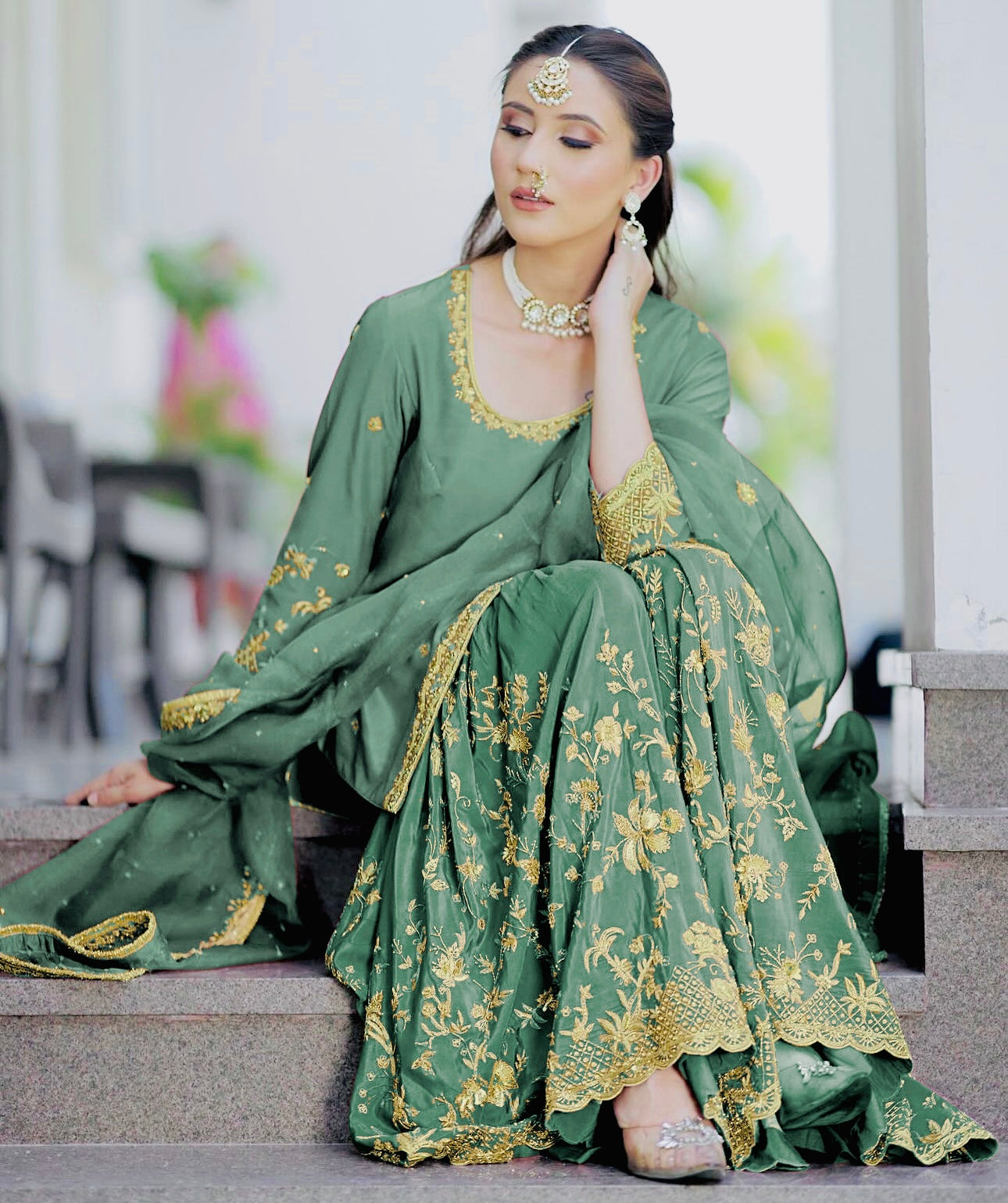 Designer Party Wear Top-Sarara And Dupatta With Embroidery Sequence Work