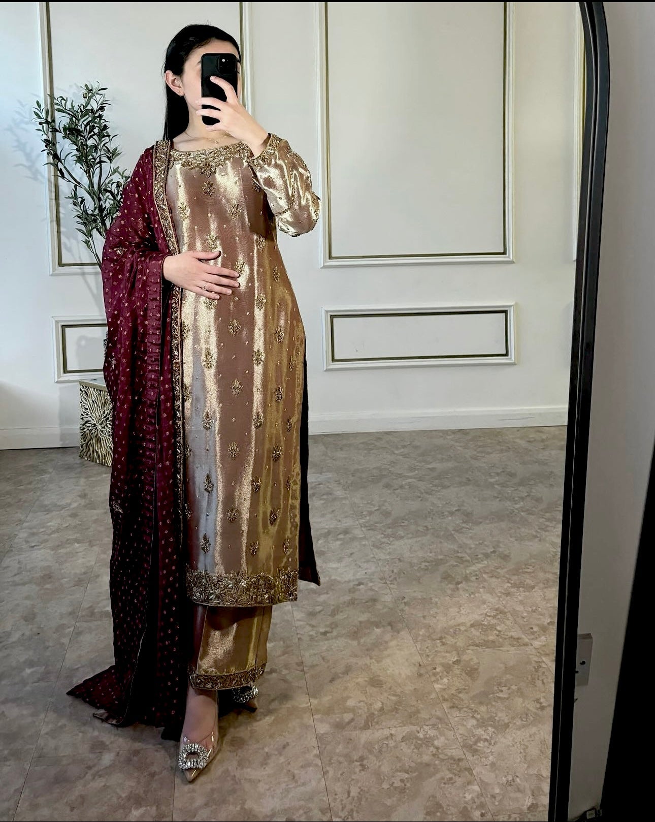 Designer Party Wear Top-Plazzo And Dupatta With Embroidery Work