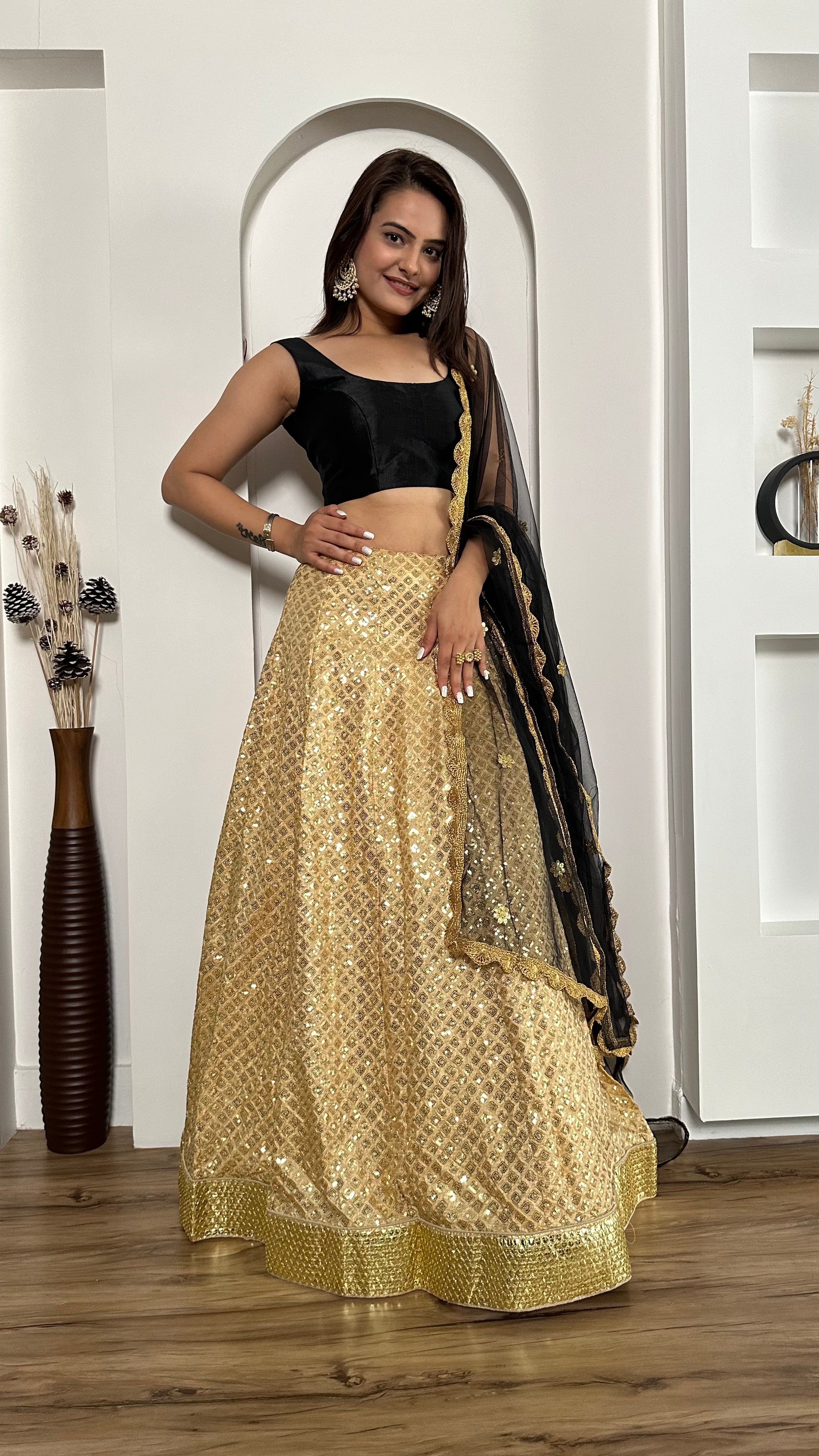 Party Wear Beautiful Lehenga Choli With Foil Border Work