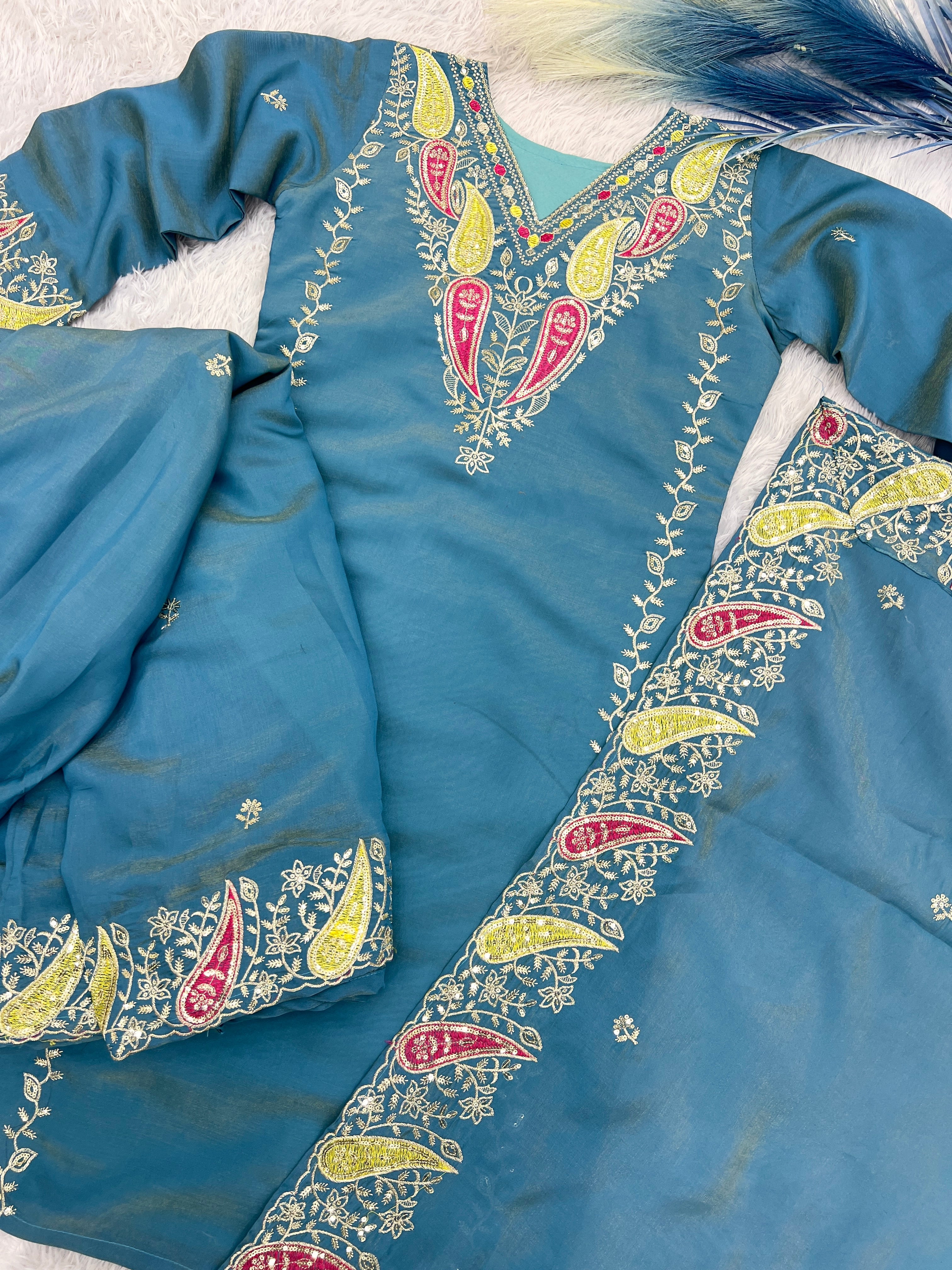 Party Wear Beautiful Top-Bottom And Dupatta