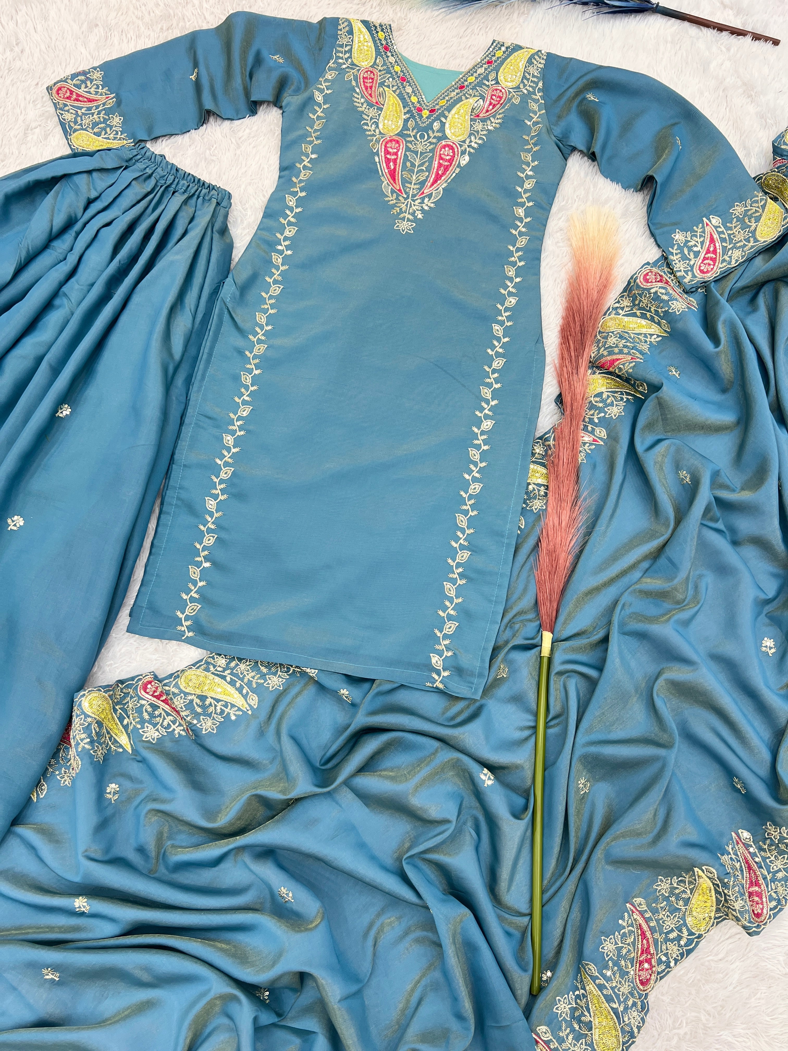 Party Wear Beautiful Top-Bottom And Dupatta