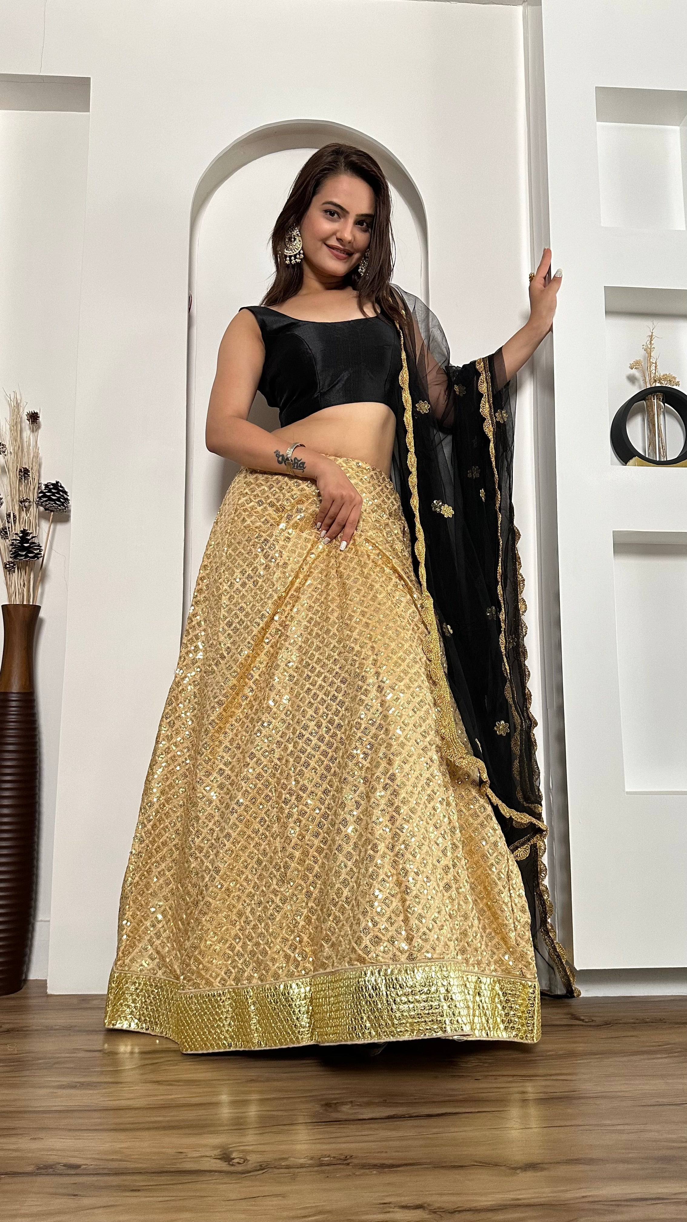 Party Wear Beautiful Lehenga Choli With Foil Border Work