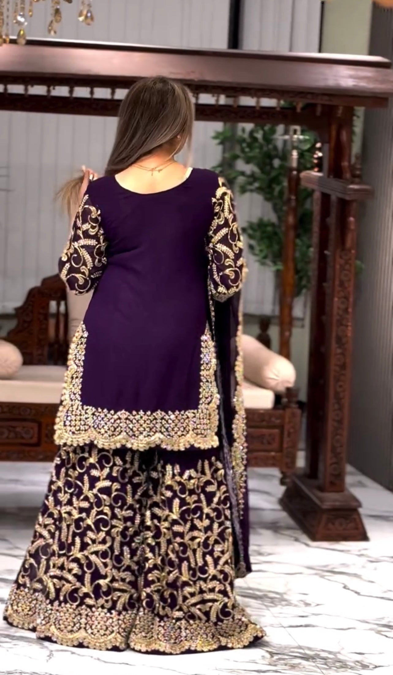 Beautiful Top-Gharara And Dupatta Set With Heavy Embroidery Sequence Work