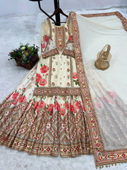 Top-Sharara And Dupatta With Digital Print With Latkan Lace