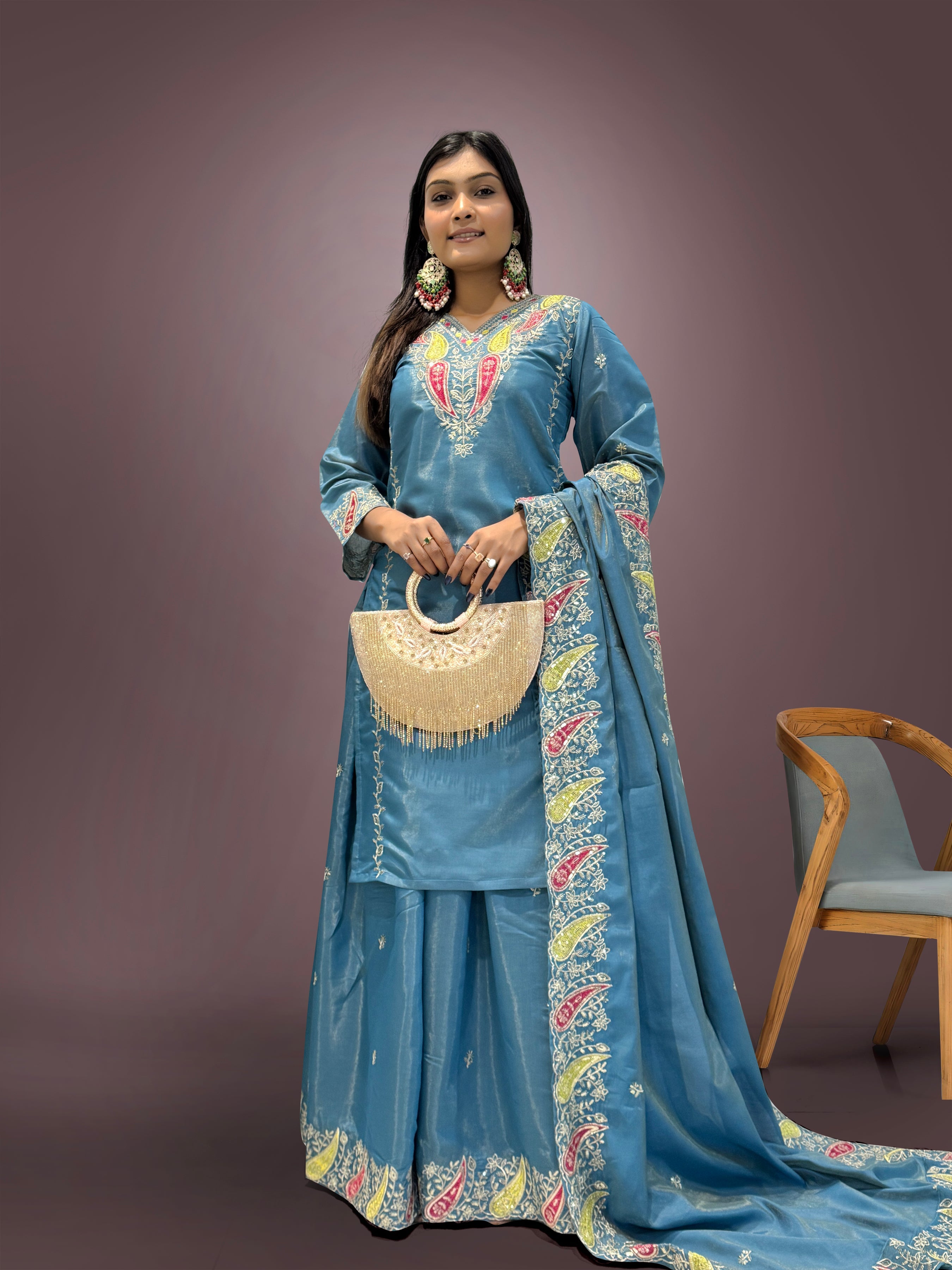 Party Wear Beautiful Top-Bottom And Dupatta