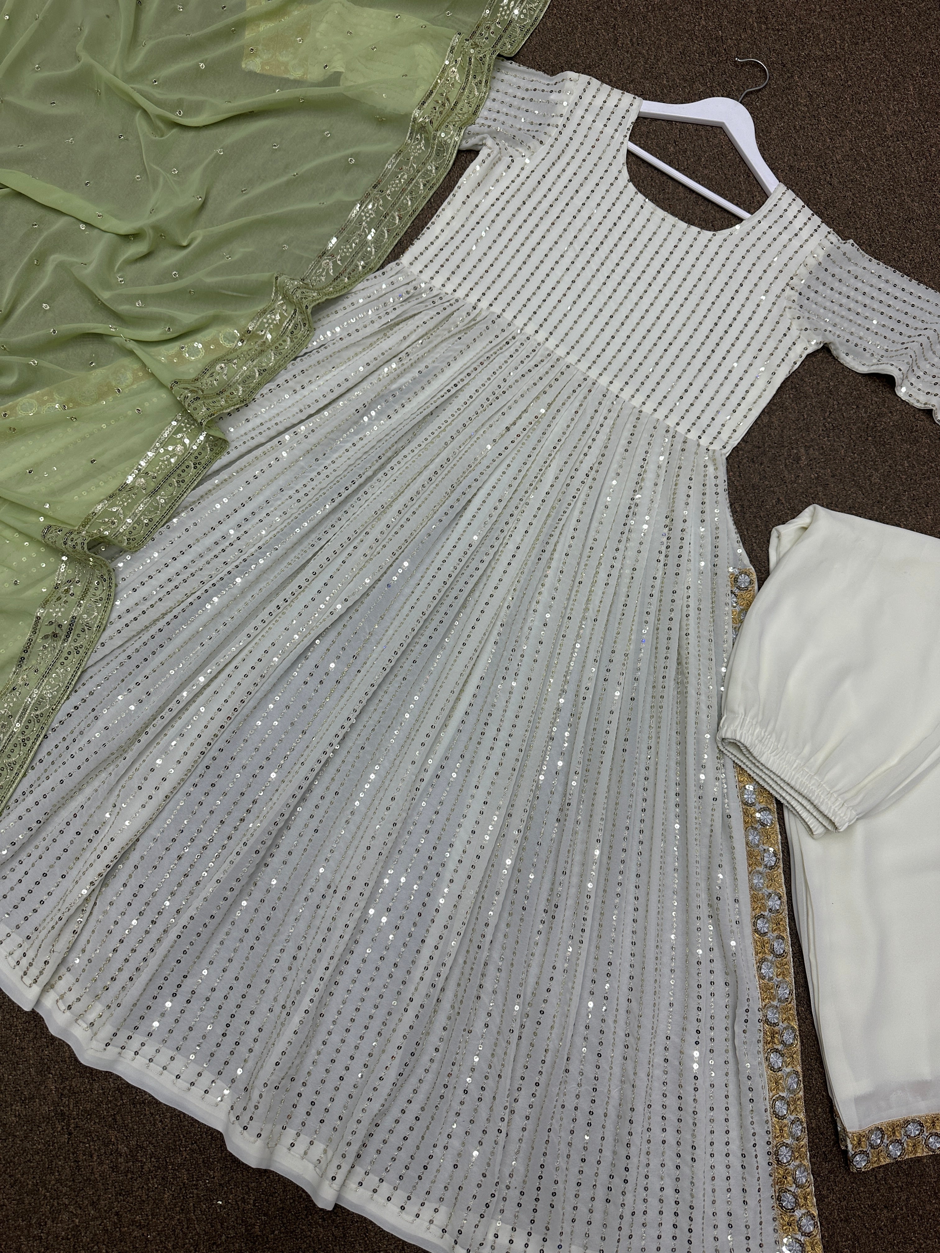 Fancy Top - Plazzo And Dupatta With Embroidery And Sequins Work