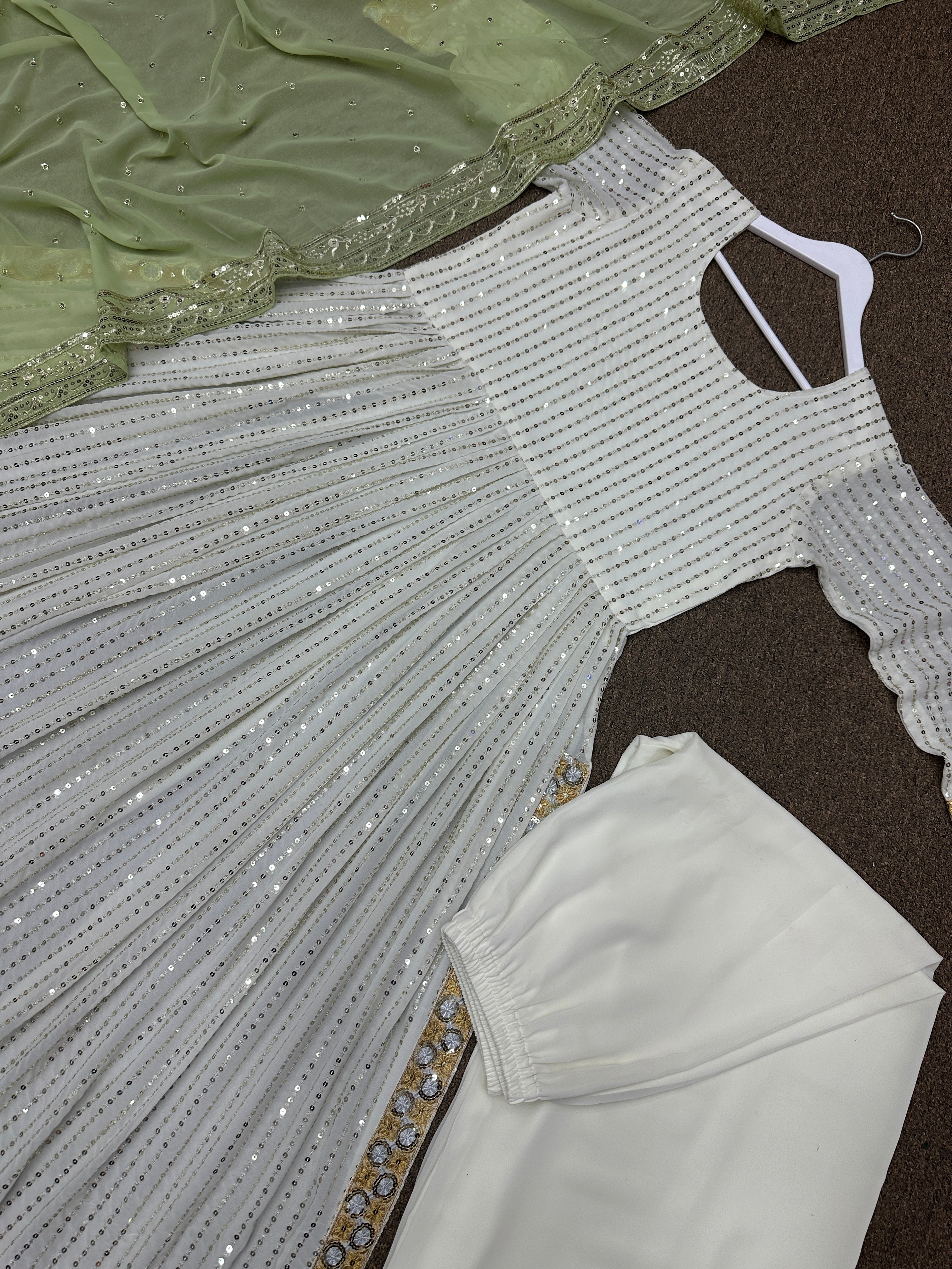 Fancy Top - Plazzo And Dupatta With Embroidery And Sequins Work