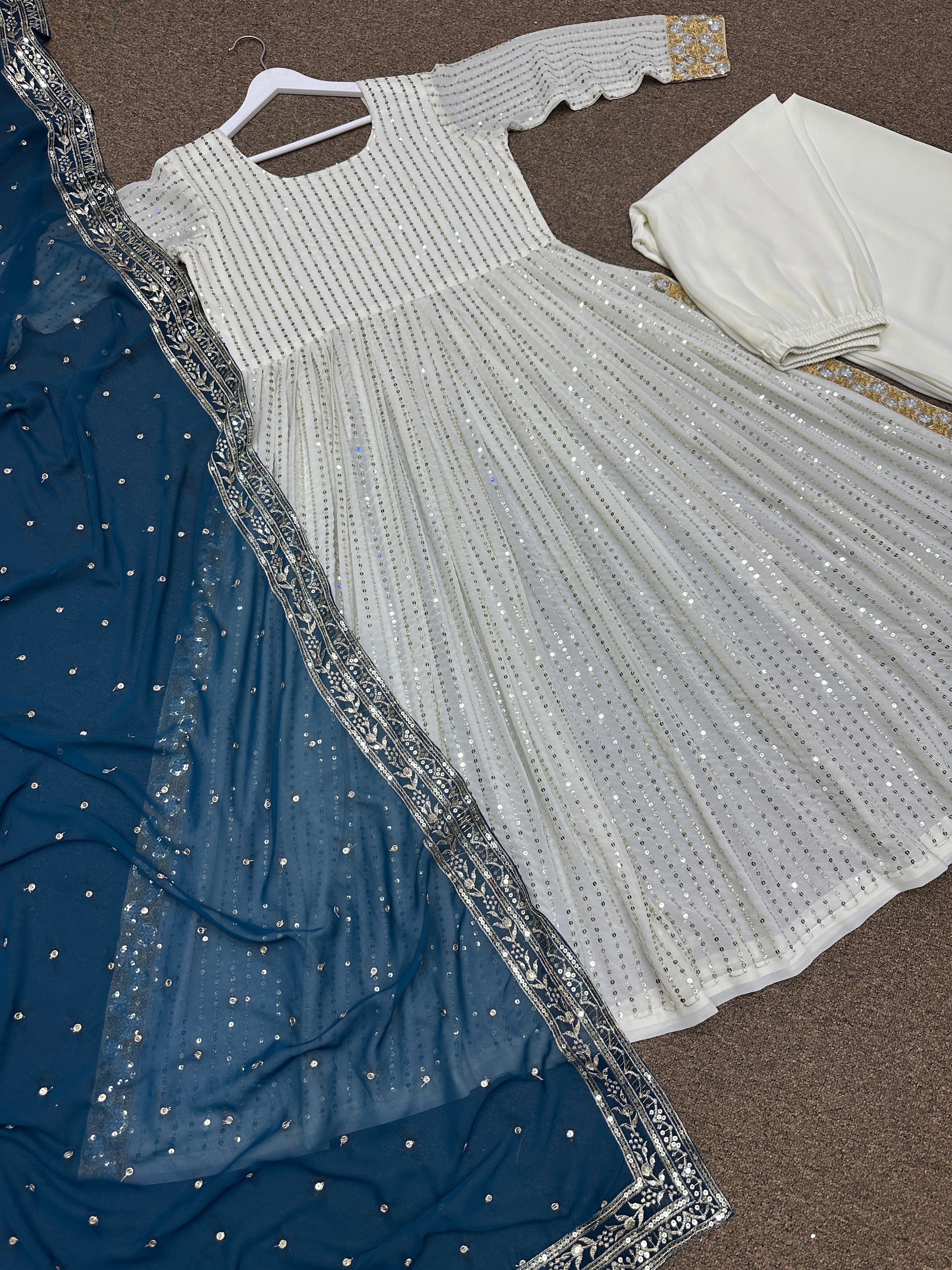 Fancy Top - Plazzo And Dupatta With Embroidery And Sequins Work