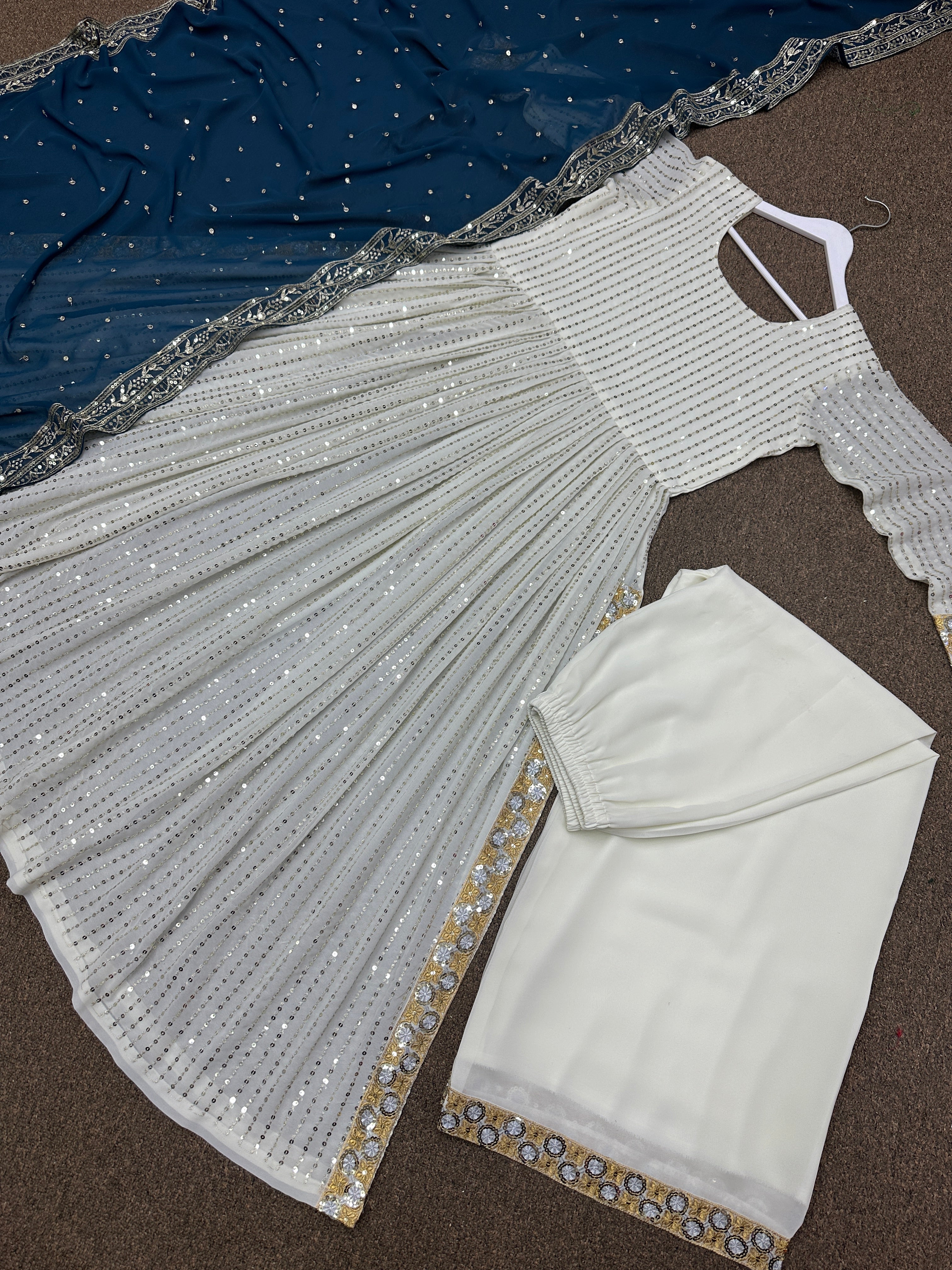 Fancy Top - Plazzo And Dupatta With Embroidery And Sequins Work