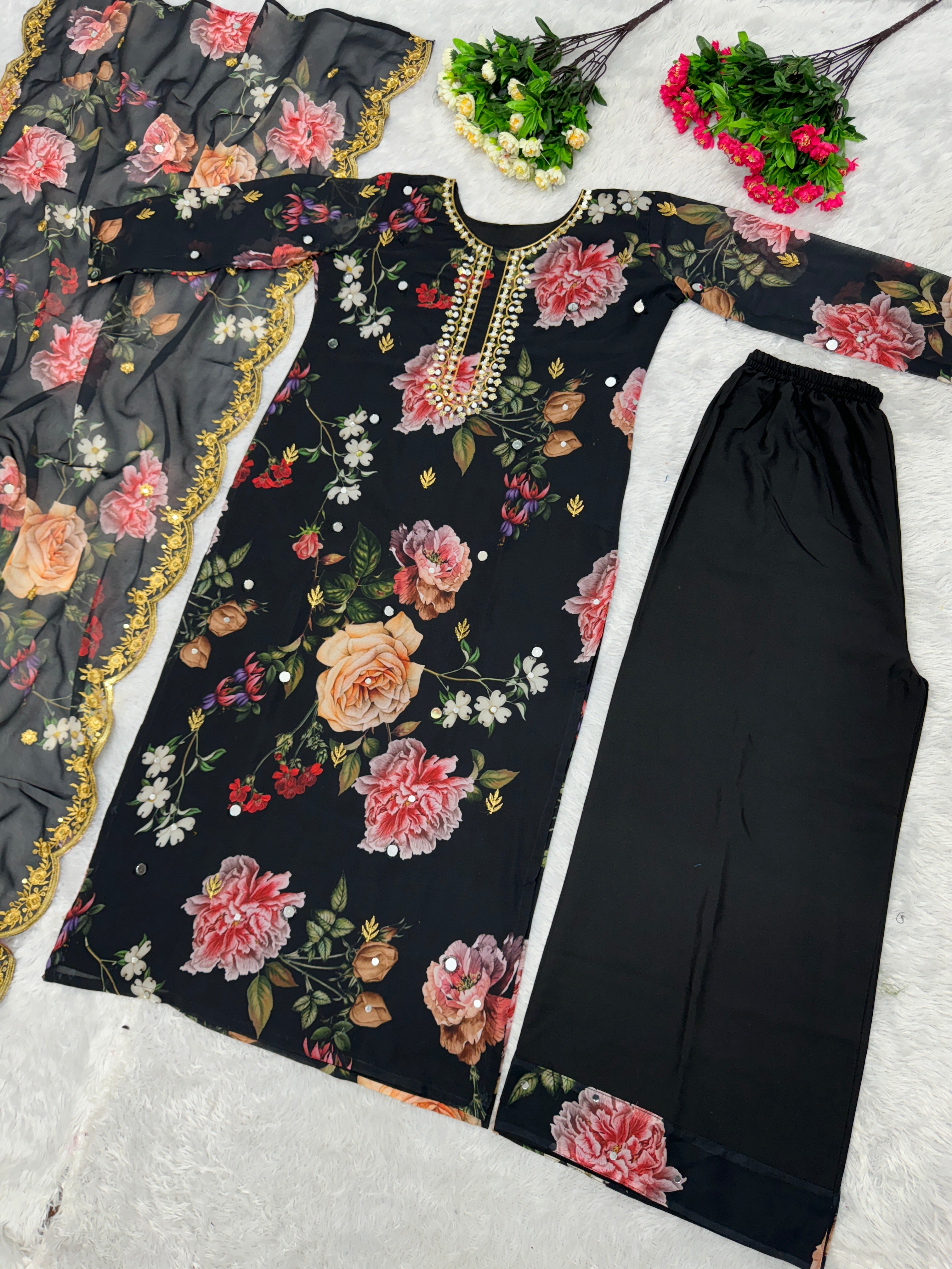 Beautiful Party Wear Top Plazzo And Dupatta