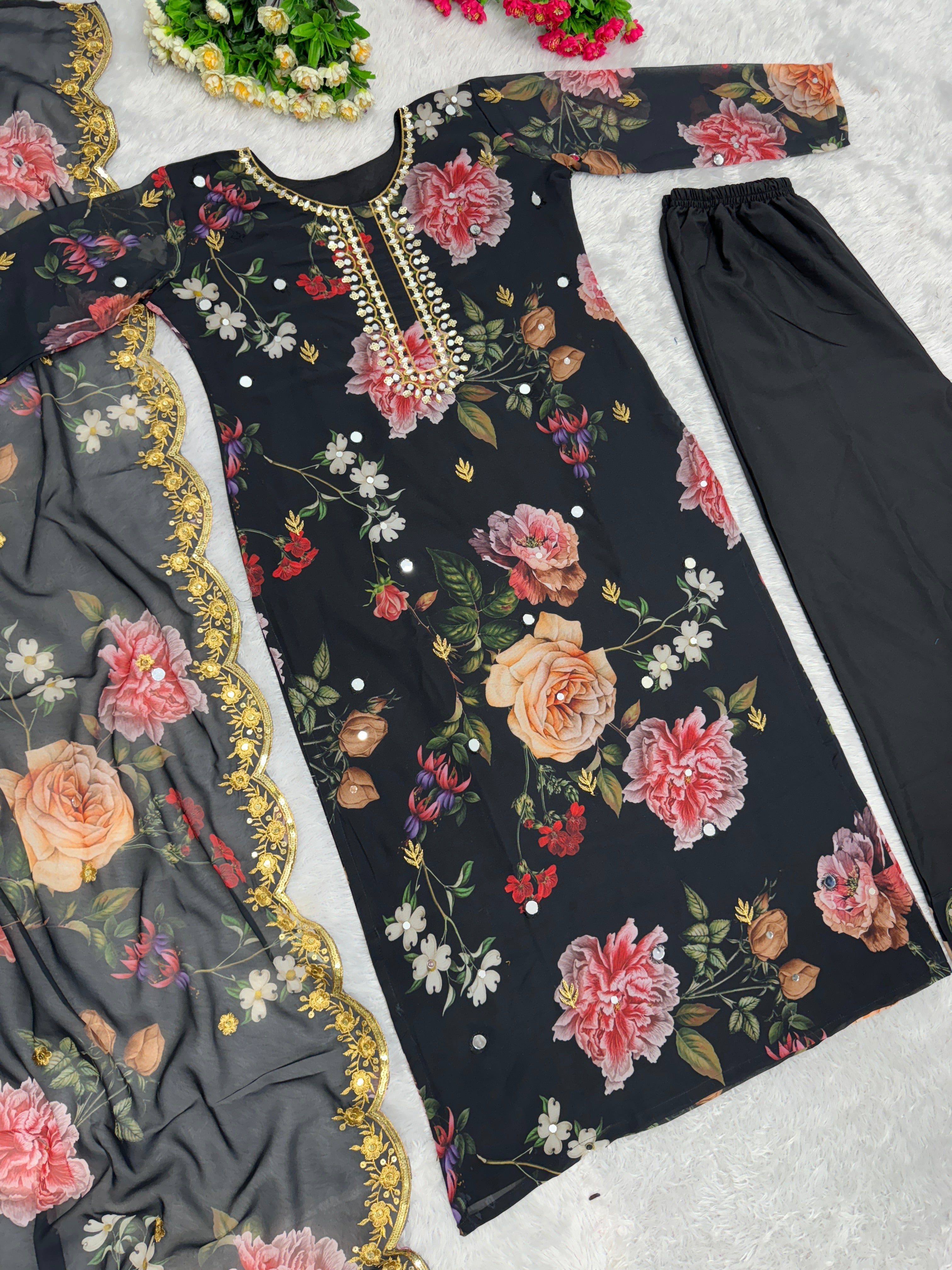 Beautiful Party Wear Top Plazzo And Dupatta