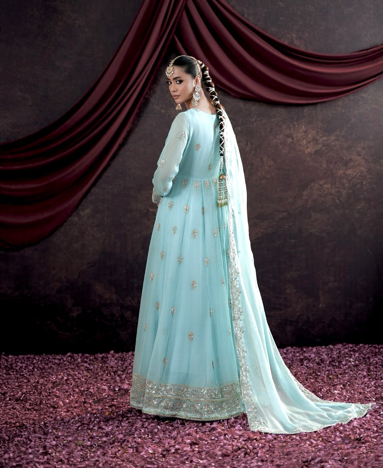 Beautiful Party Wear Gown -Pent And Dupatta With Embroidery Sequence Work