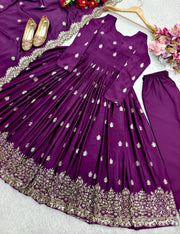 Designer Party Wear Gown -Pent And Dupatta With Embroidery Sequence Work