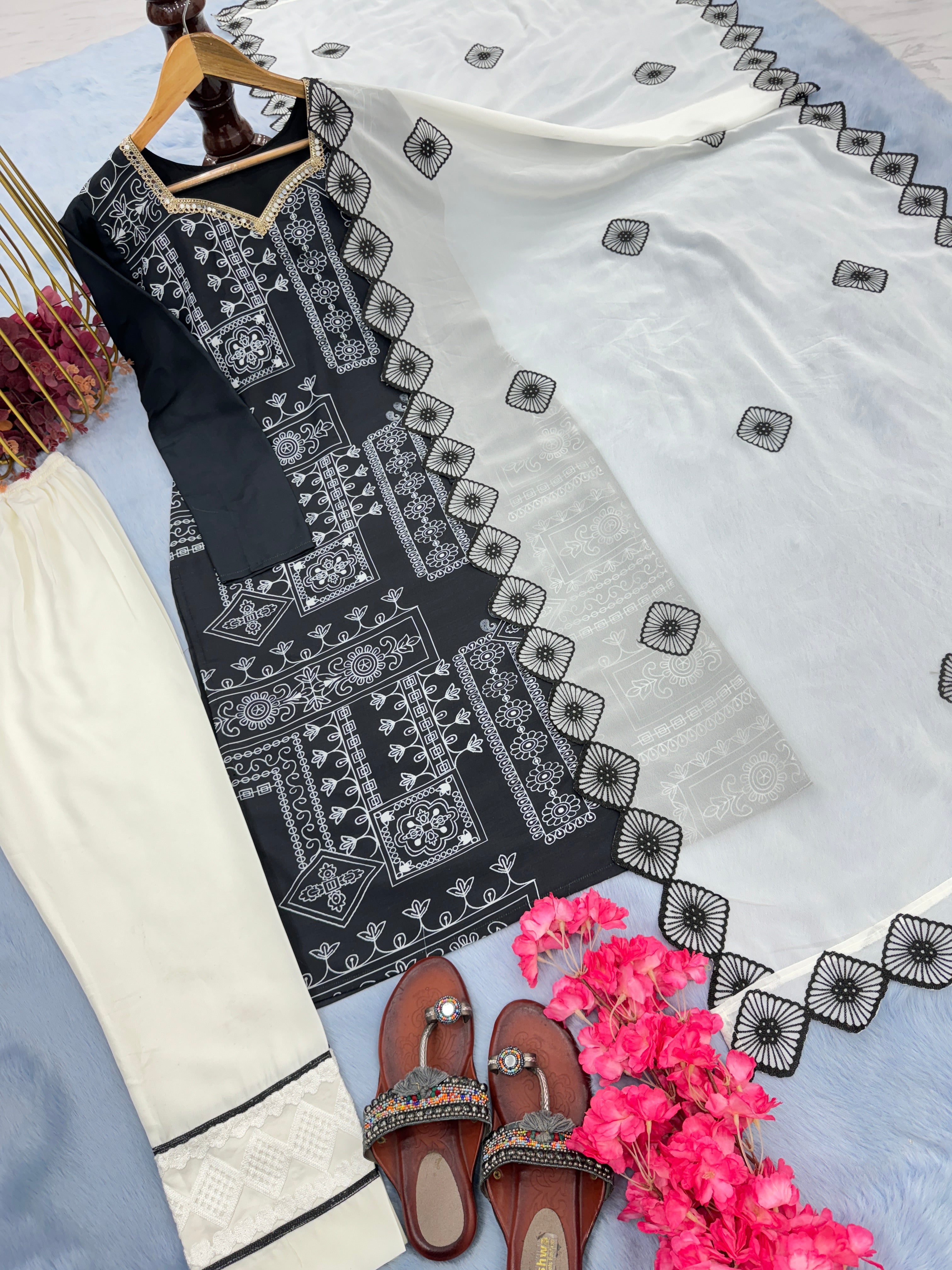 Party Wear Look Beautiful Top Bottom & Dupatta Set