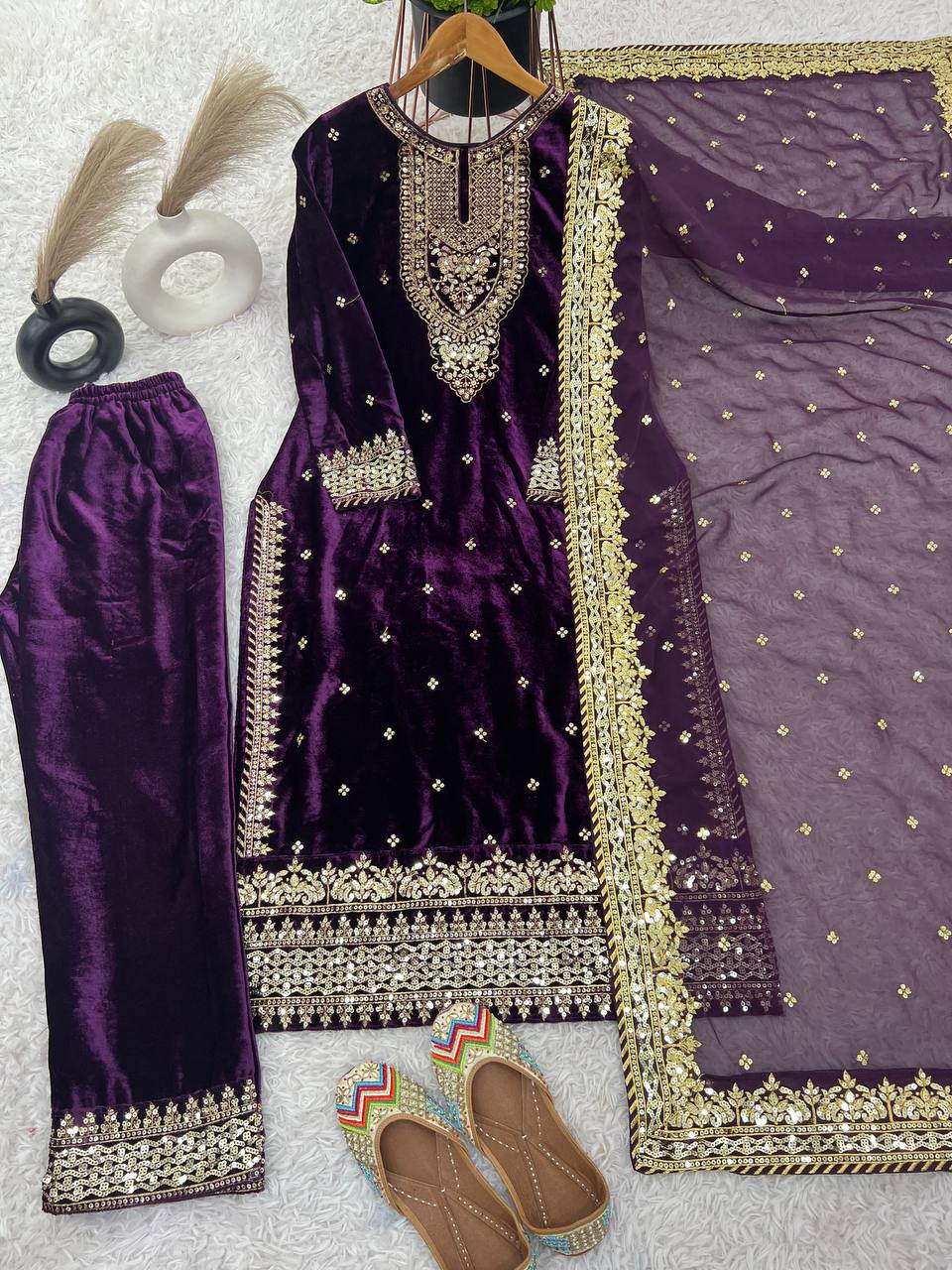 Designer Look Top-Dupatta And Bottom With Heavy Embroidery Sequence Work