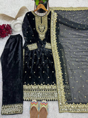 Designer Look Top-Dupatta And Bottom With Heavy Embroidery Sequence Work