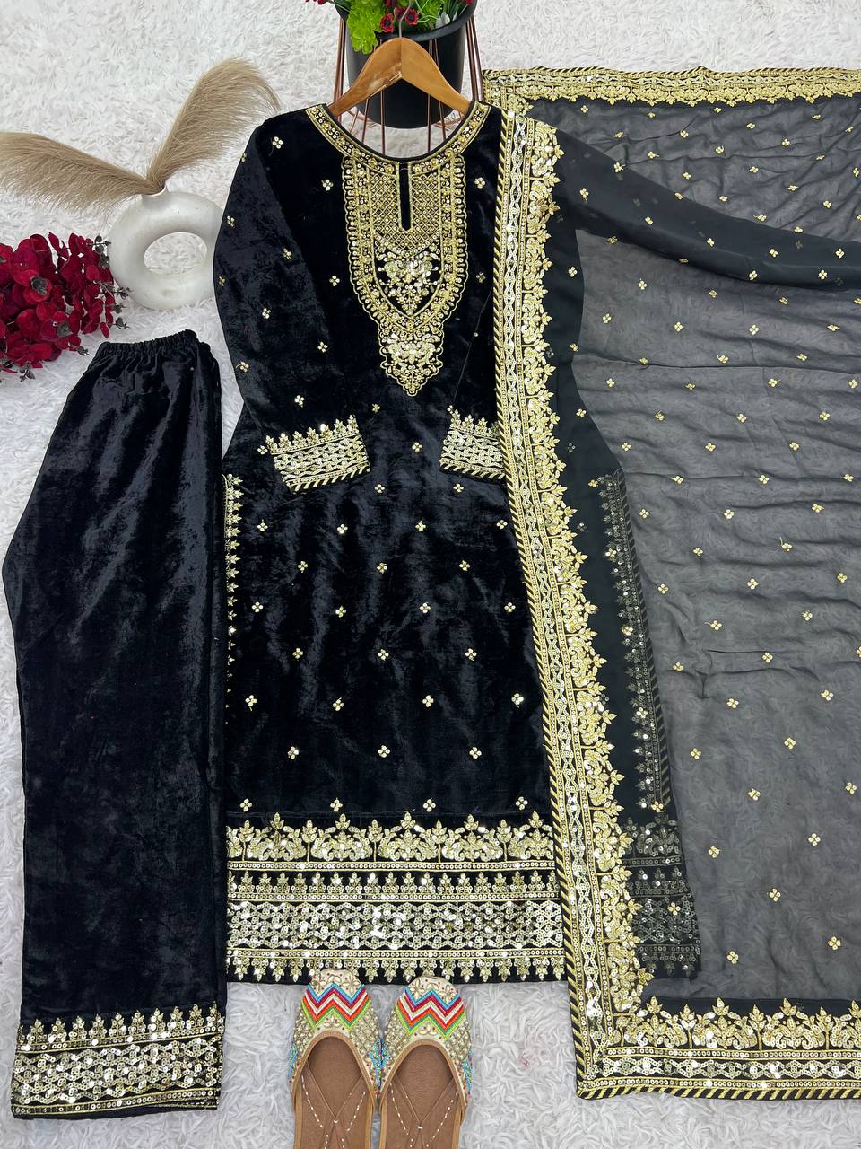 Designer Look Top-Dupatta And Bottom With Heavy Embroidery Sequence Work