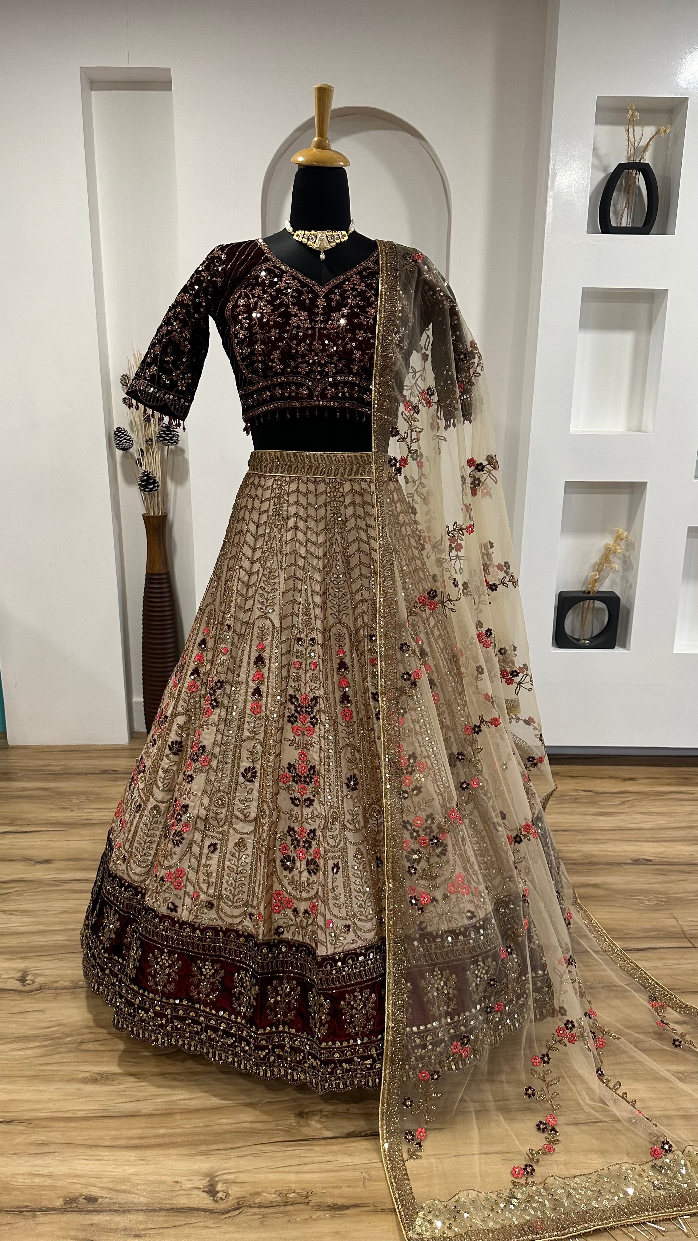 Designer Lehenga Choli With Dori , Sequence & Thread Work
