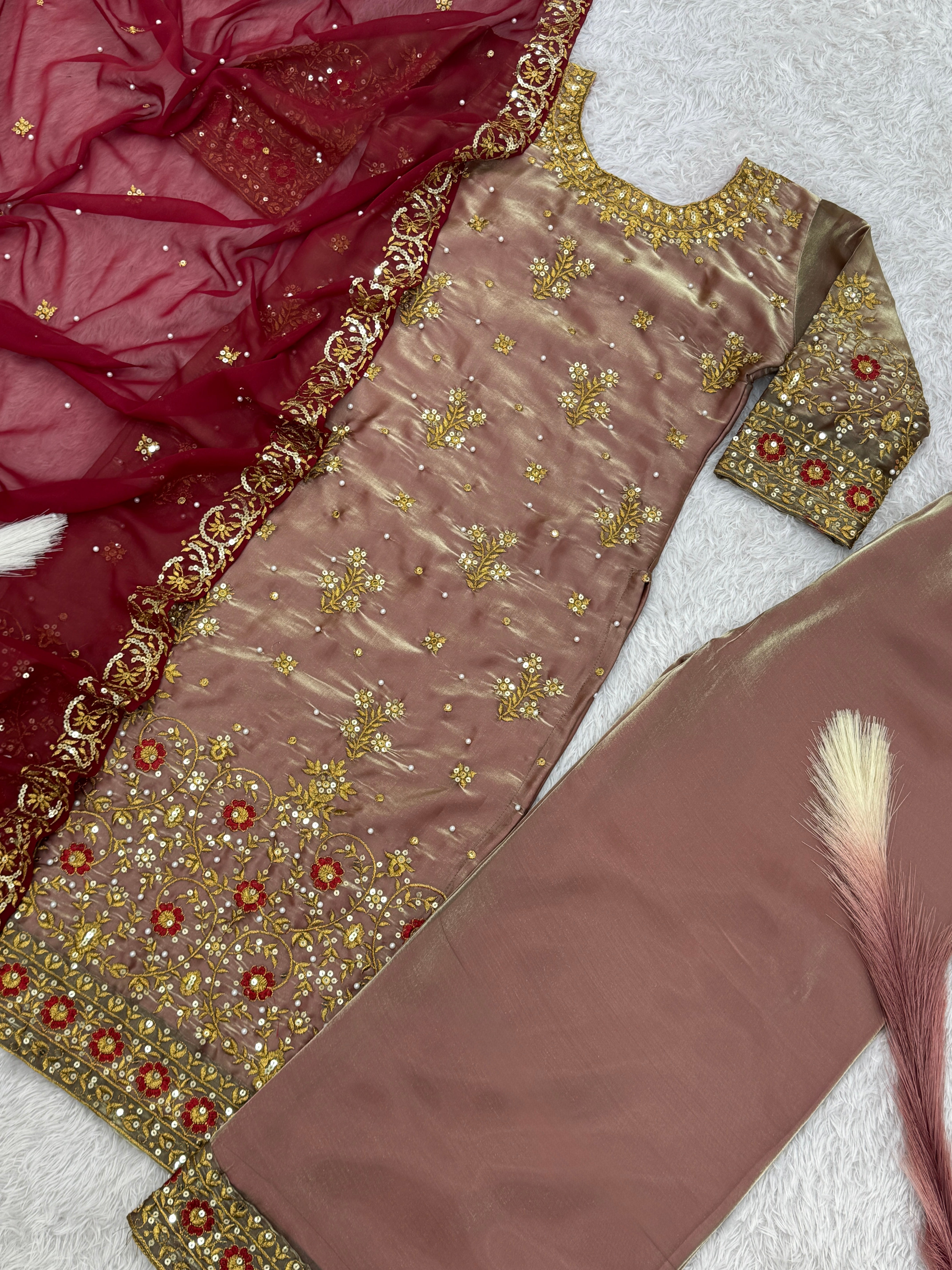 Designer Party Wear Top-Bottom And Beautiful Dupatta