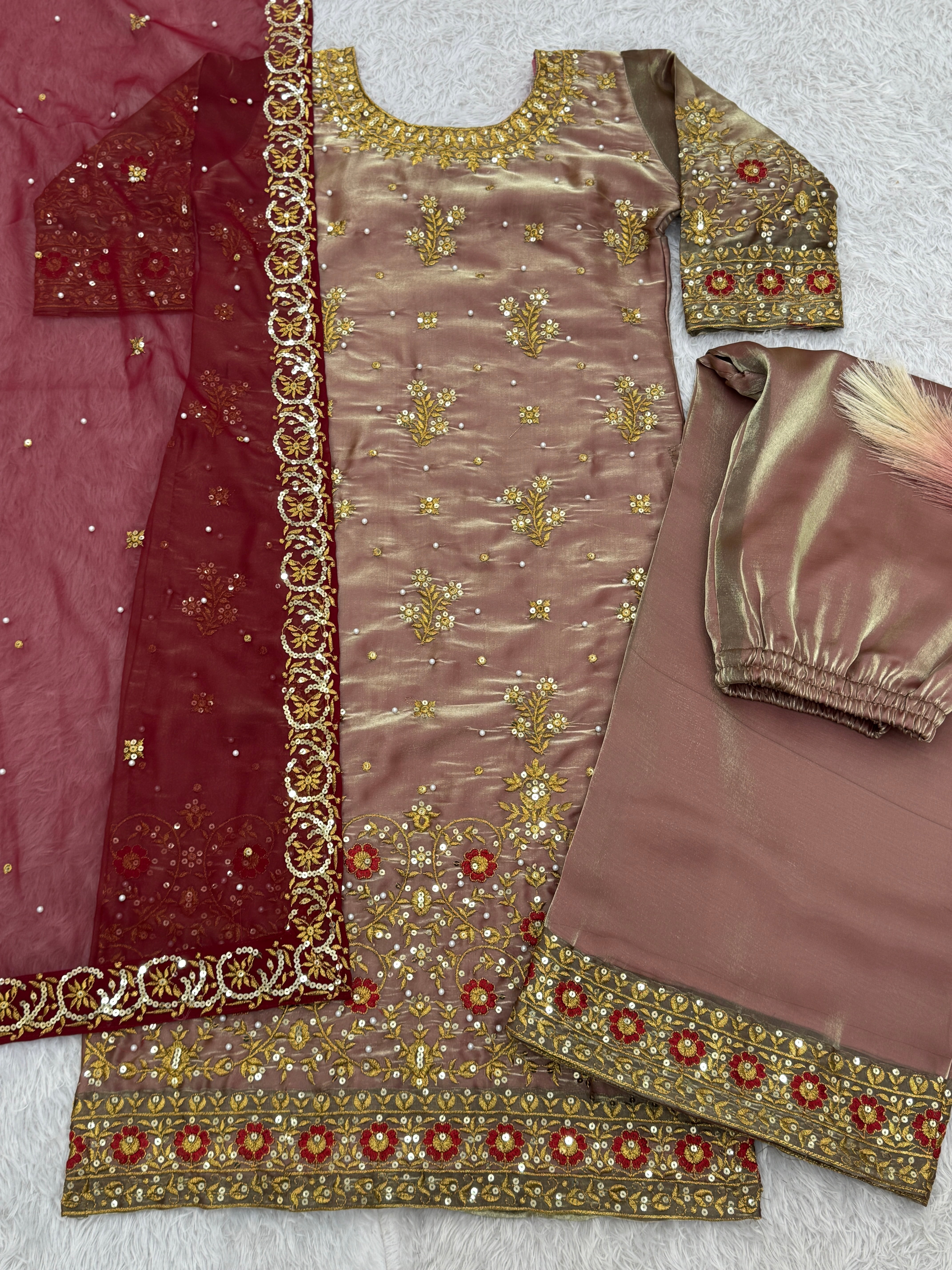 Designer Party Wear Top-Bottom And Beautiful Dupatta