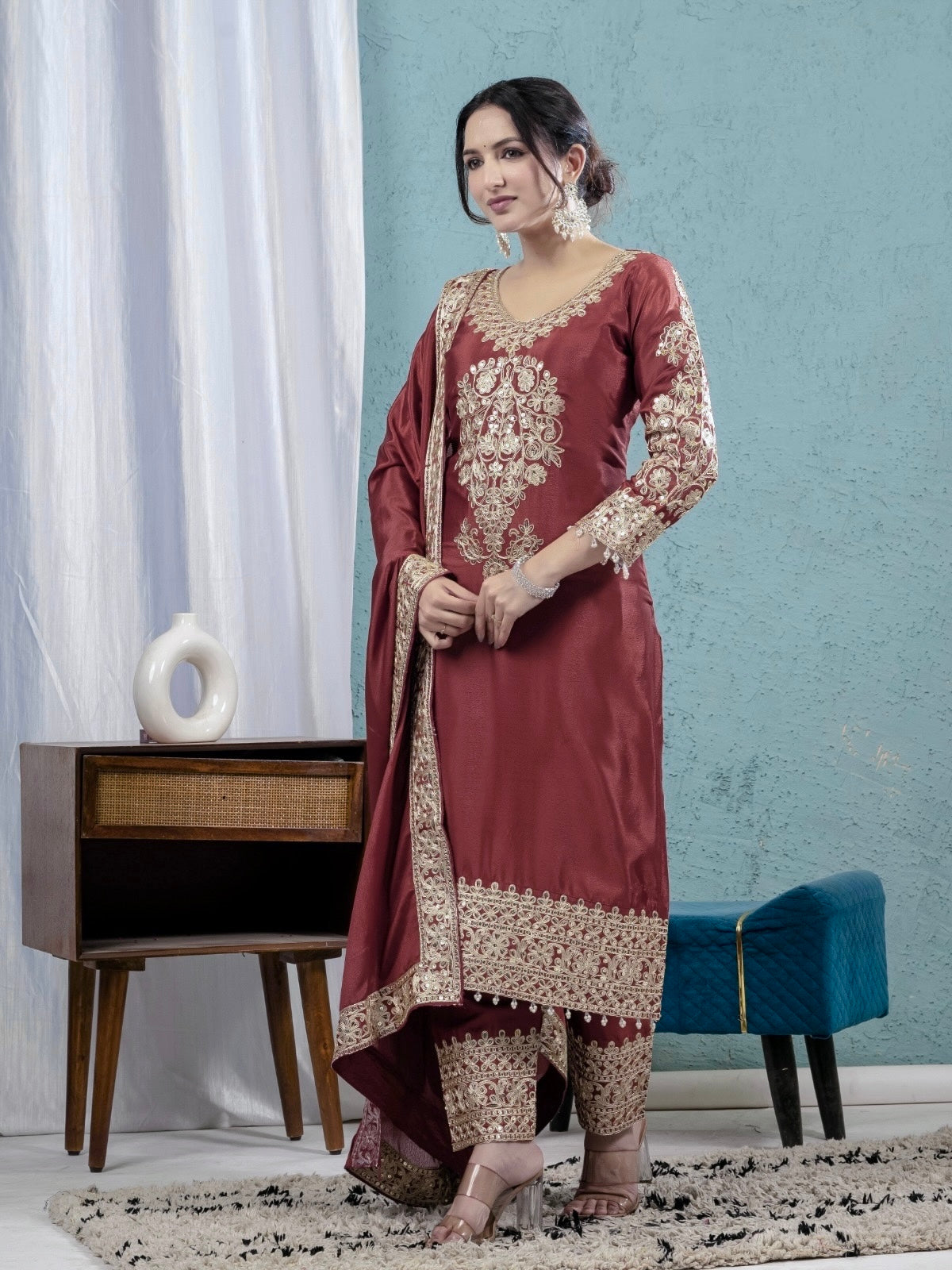 Beautiful Party Wear Top Pent And Fancy Dupatta