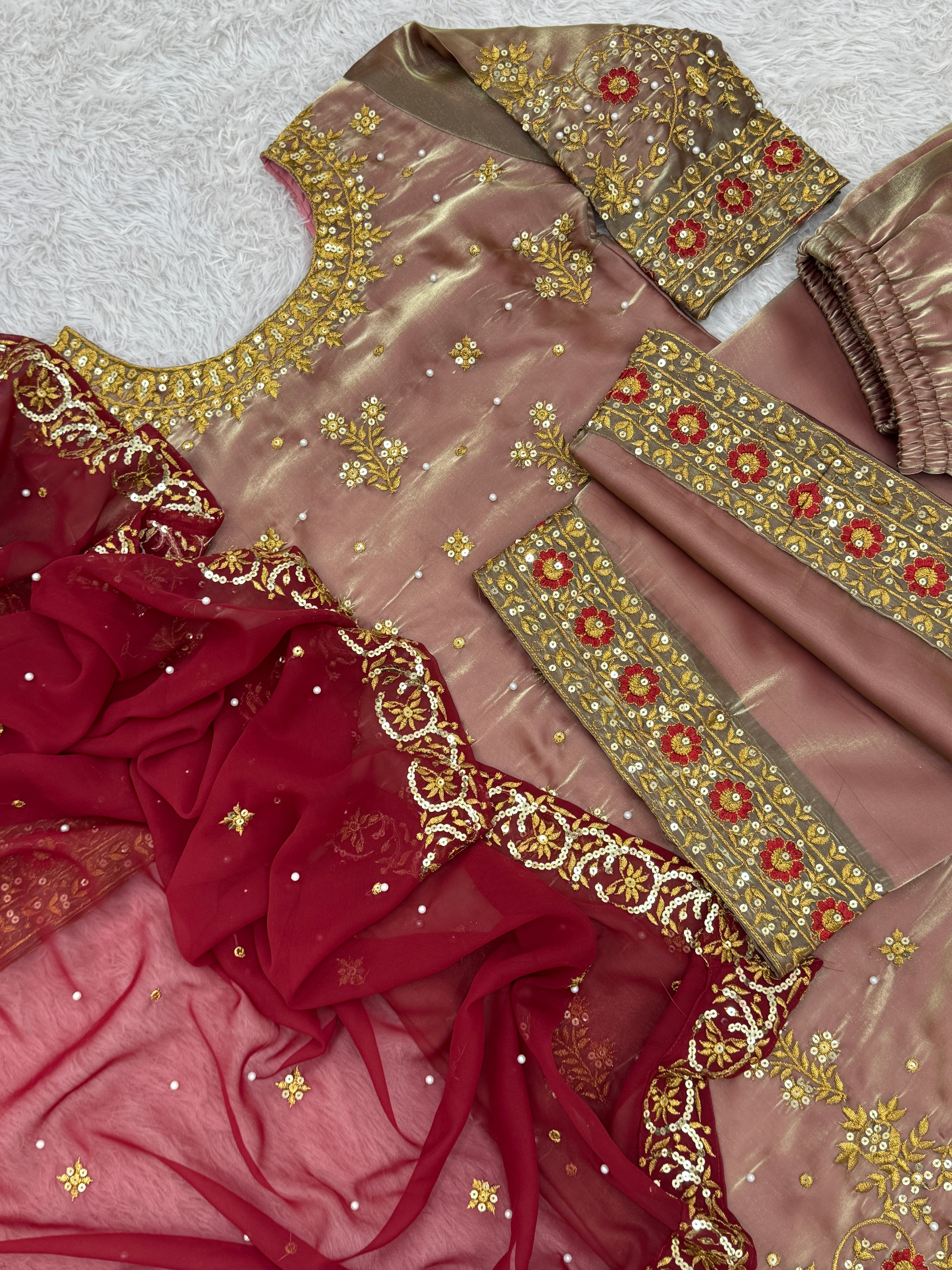 Designer Party Wear Top-Bottom And Beautiful Dupatta