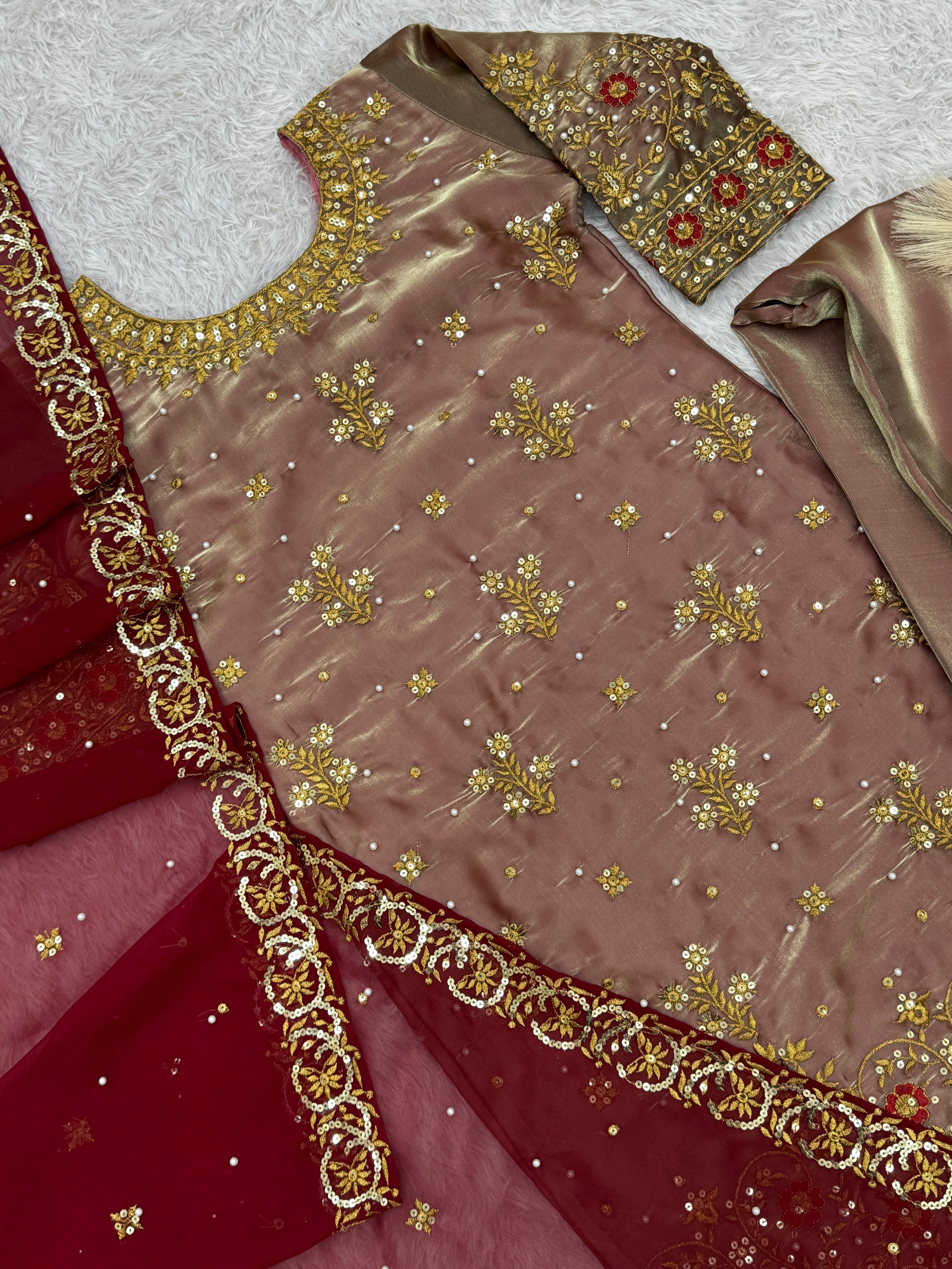 Designer Party Wear Top-Bottom And Beautiful Dupatta