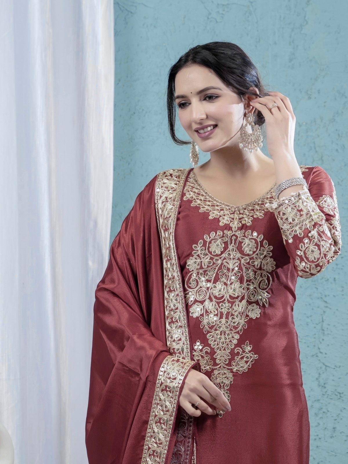 Beautiful Party Wear Top Pent And Fancy Dupatta
