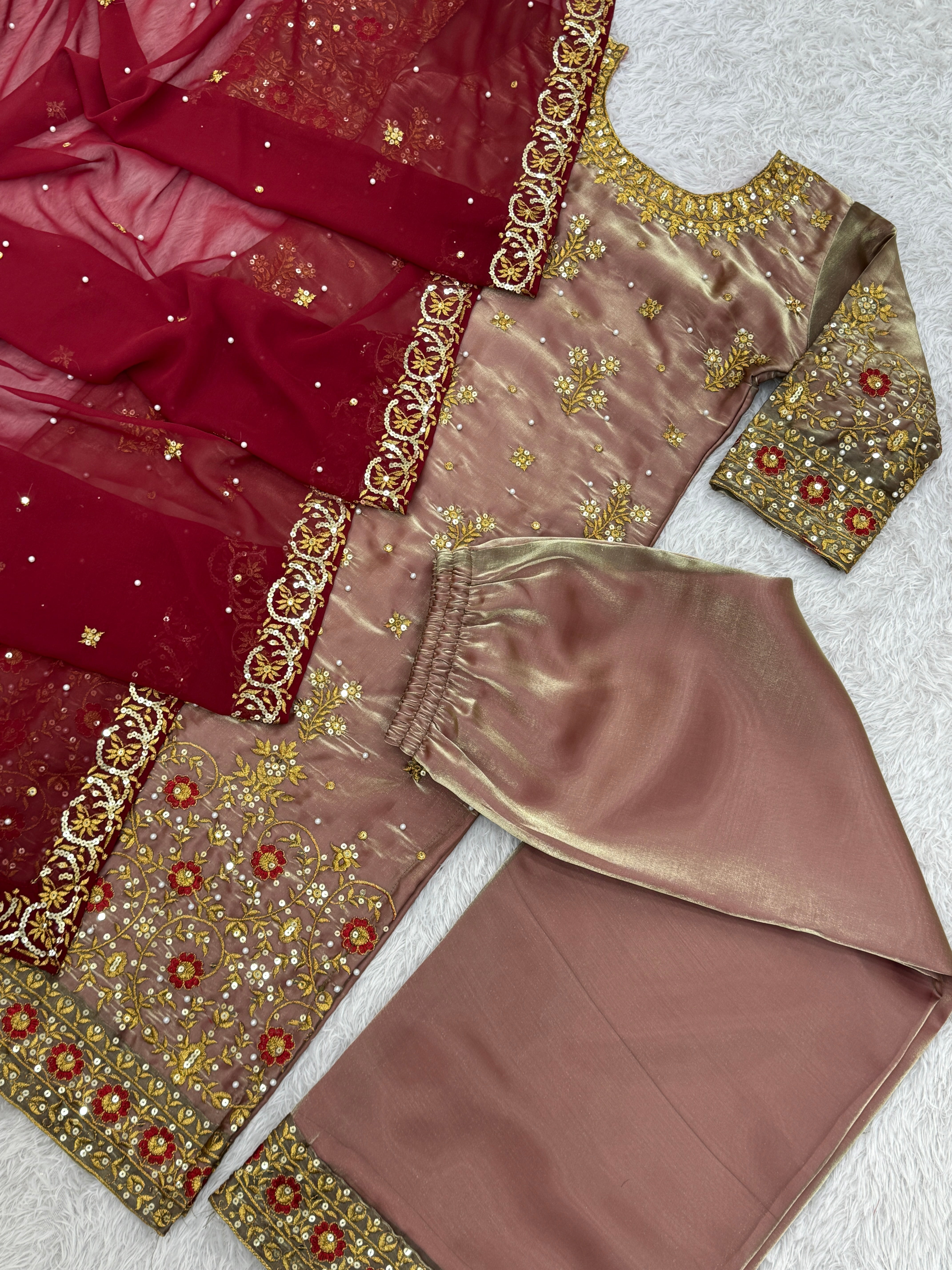 Designer Party Wear Top-Bottom And Beautiful Dupatta