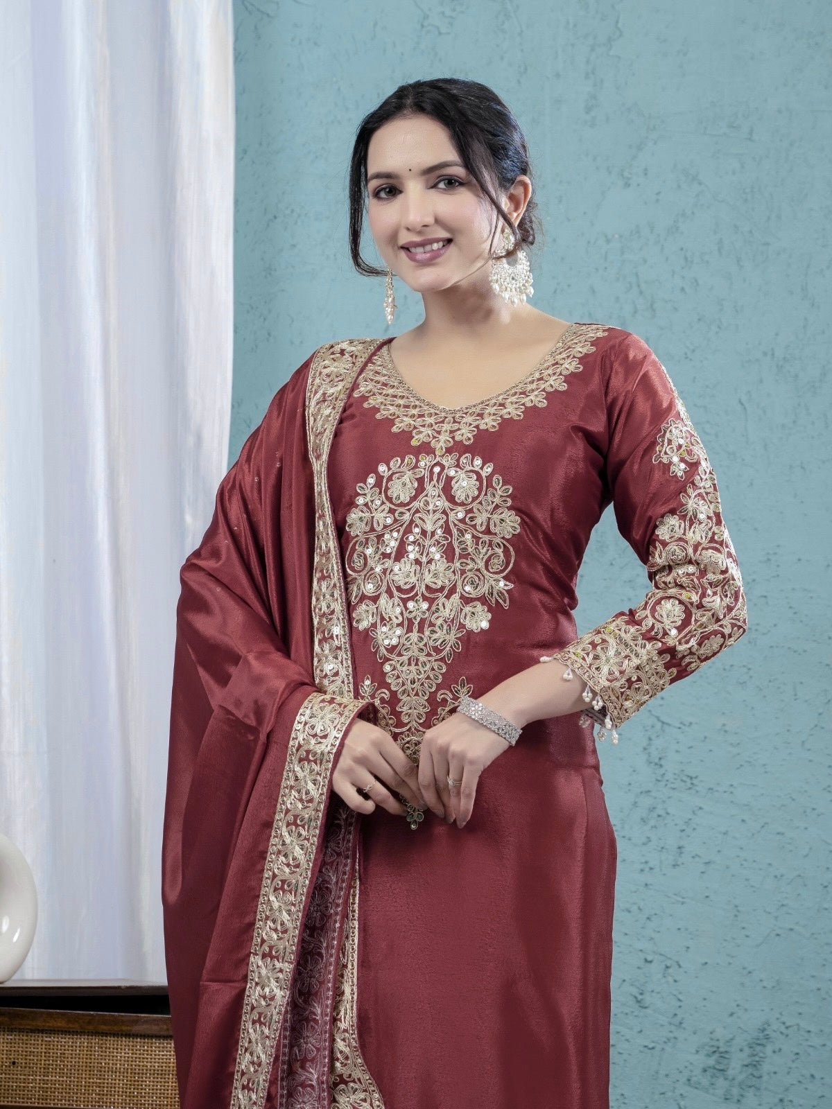 Beautiful Party Wear Top Pent And Fancy Dupatta
