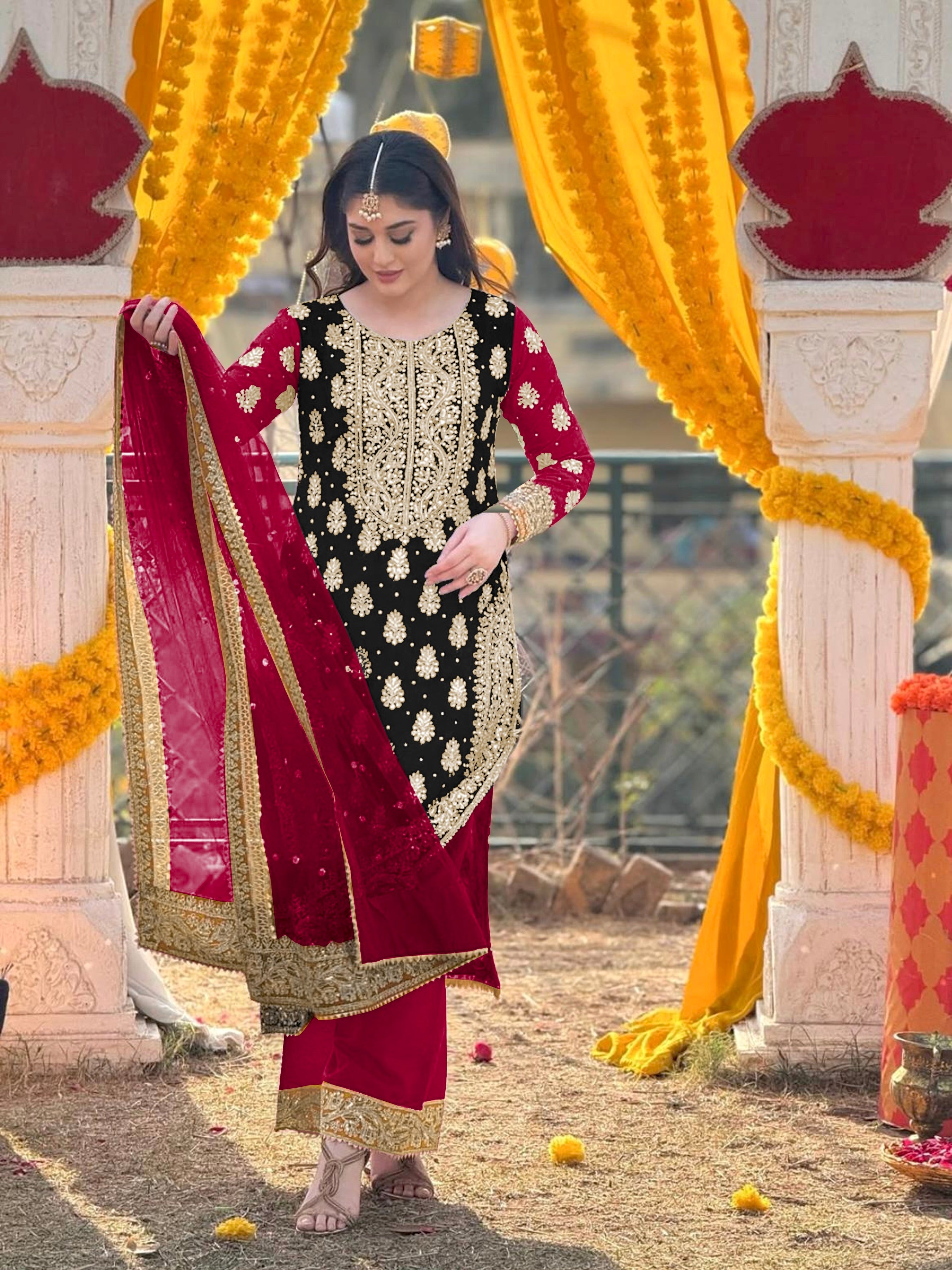 Beautiful Party Wear Top-Plazzo And Fancy Dupatta