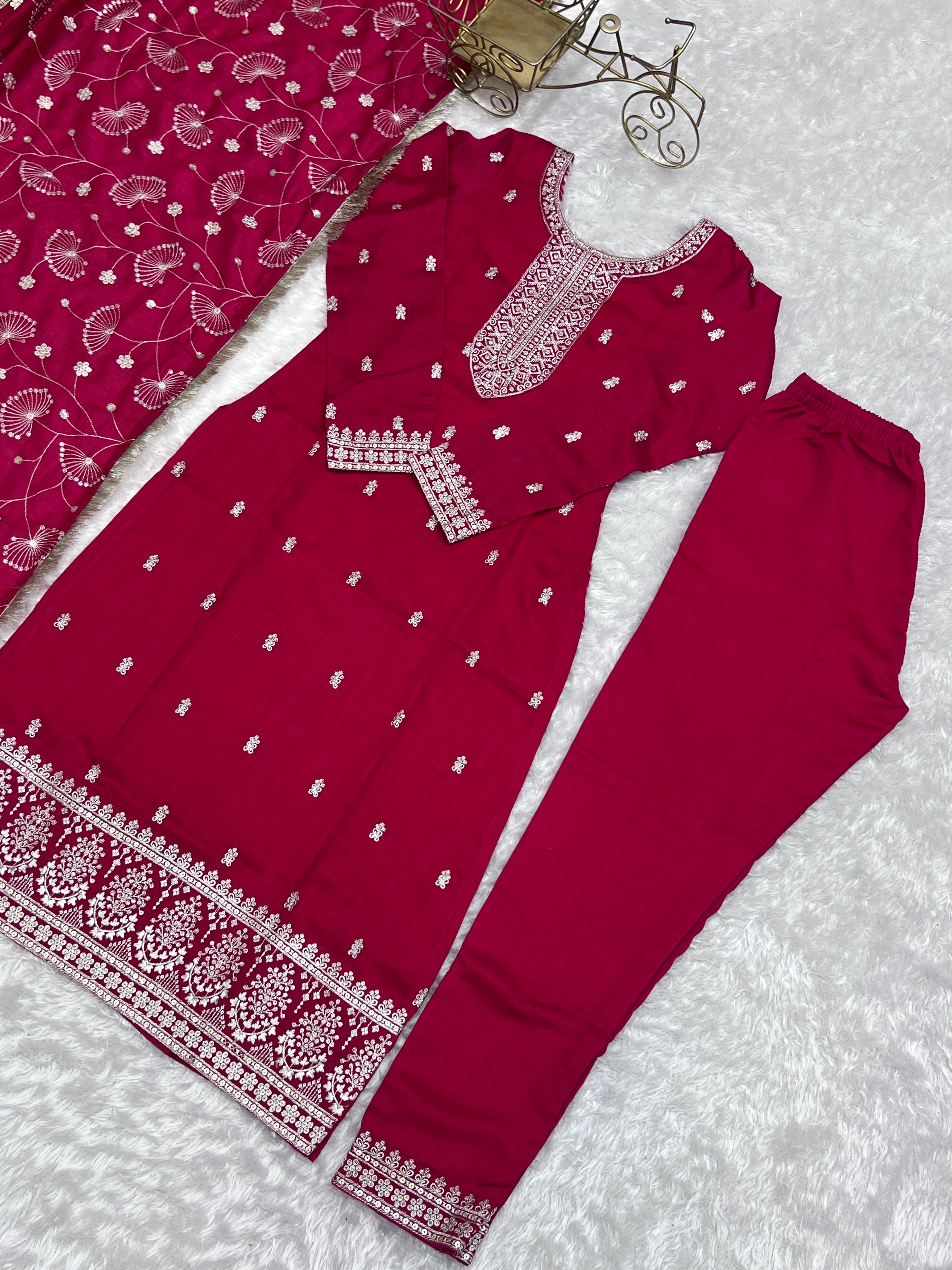 Party Wear Beautiful Top And Pent With Dupatta