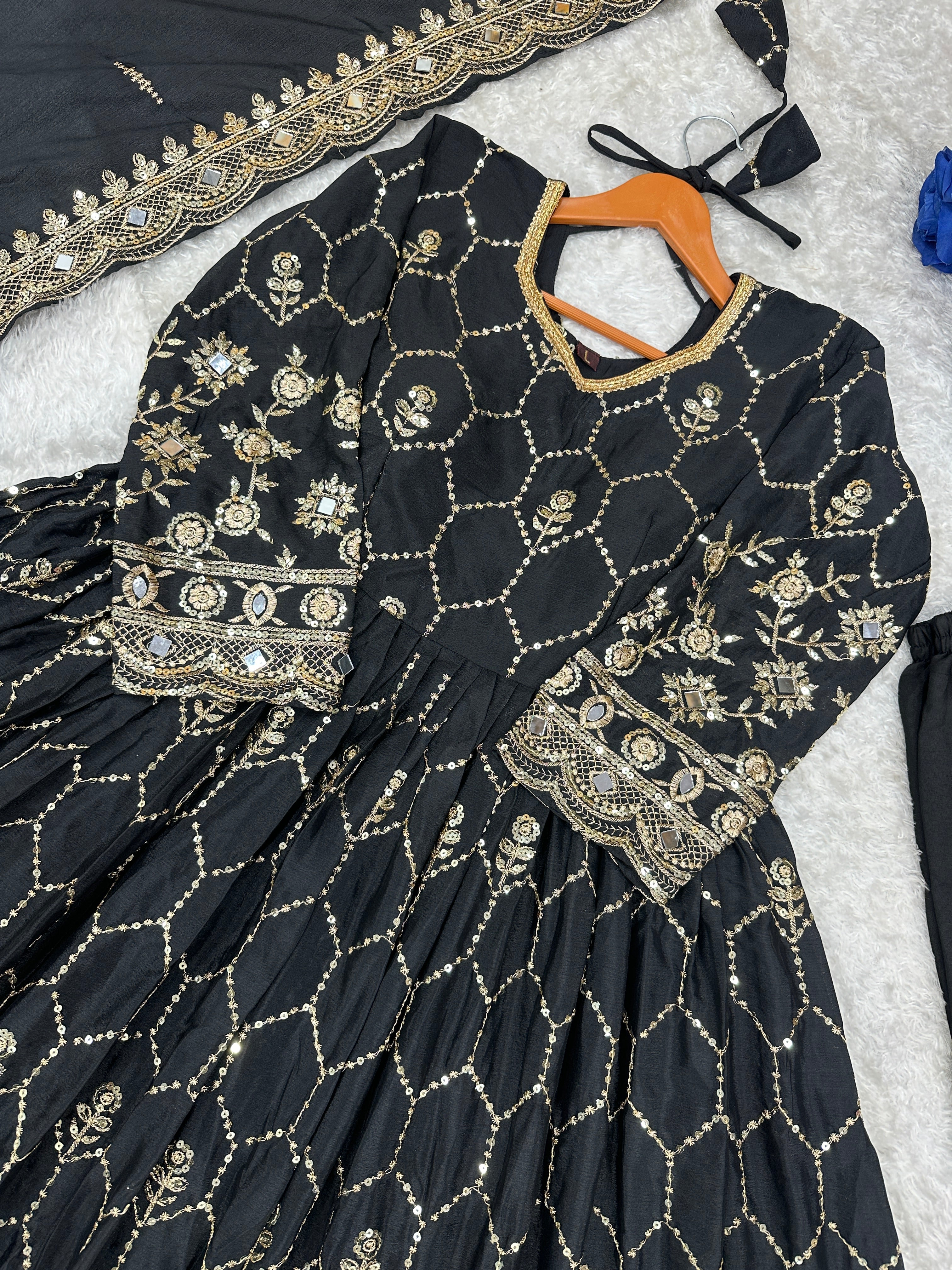 Party Wear Beautiful Anarkali Gown With Pent And Dupatta