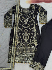 Party Wear Suit Set With Embroidery And Sequence Work