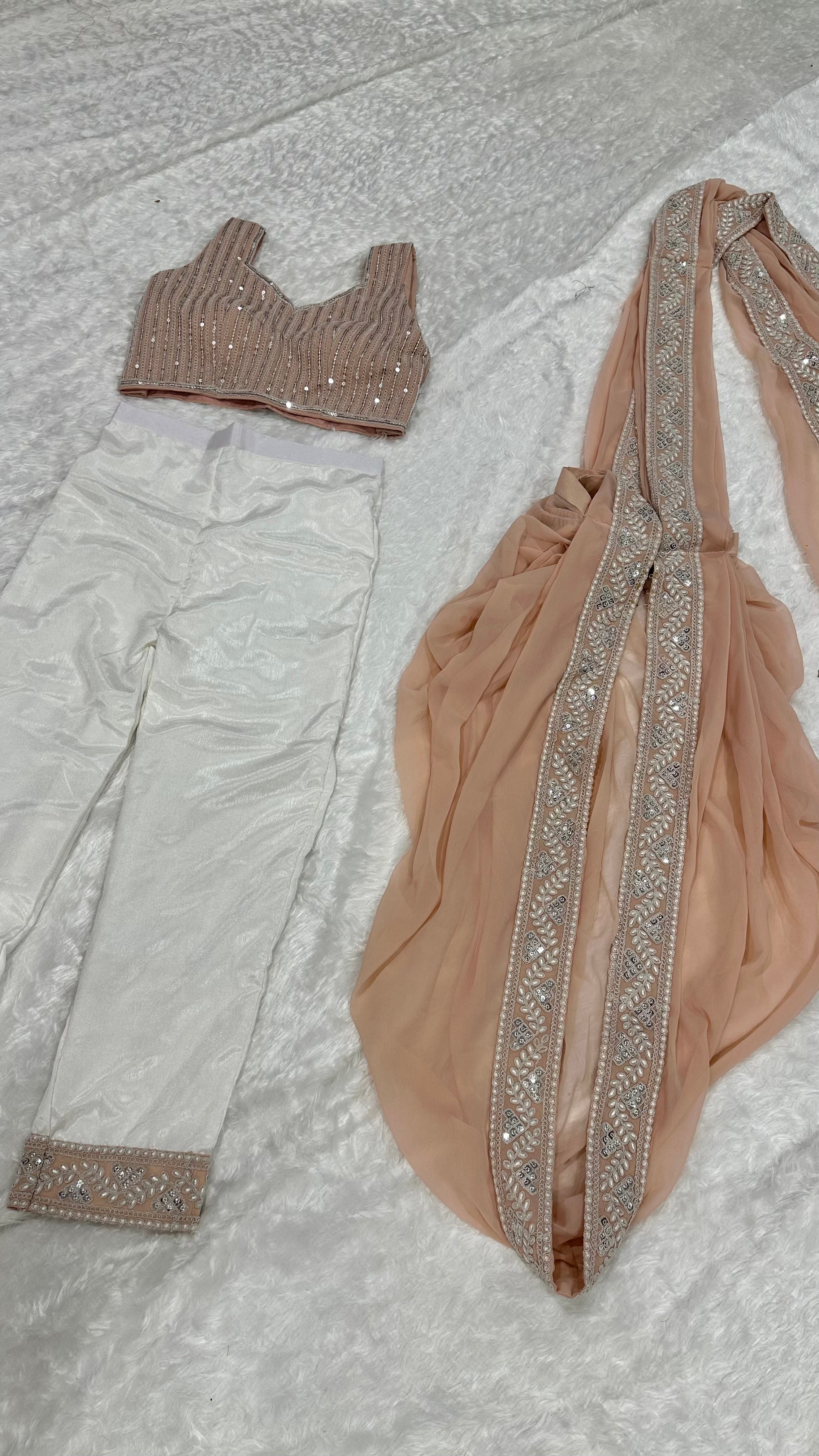 Beautiful Party Wear Top Bottom And Shrug