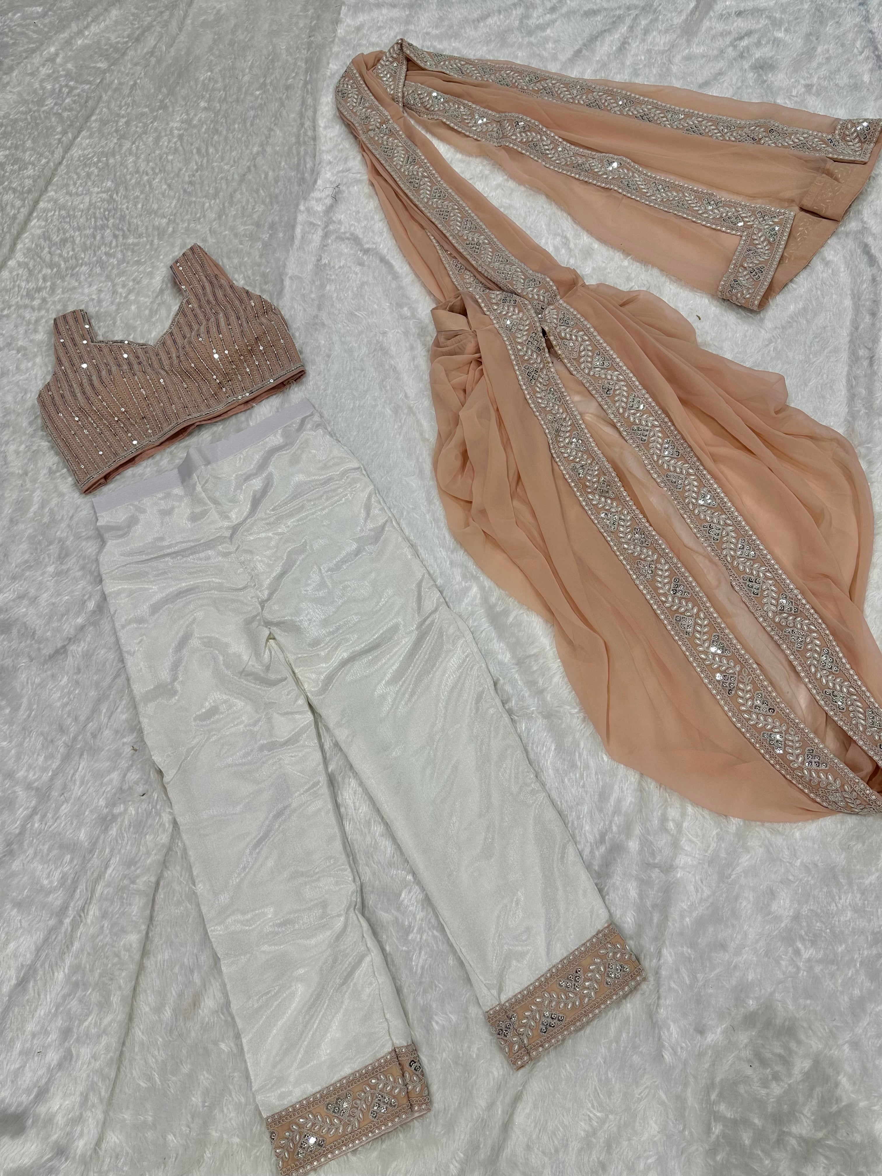 Beautiful Party Wear Top Bottom And Shrug