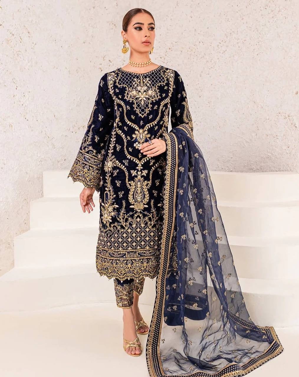 Party Wear Suit Set With Embroidery And Sequence Work