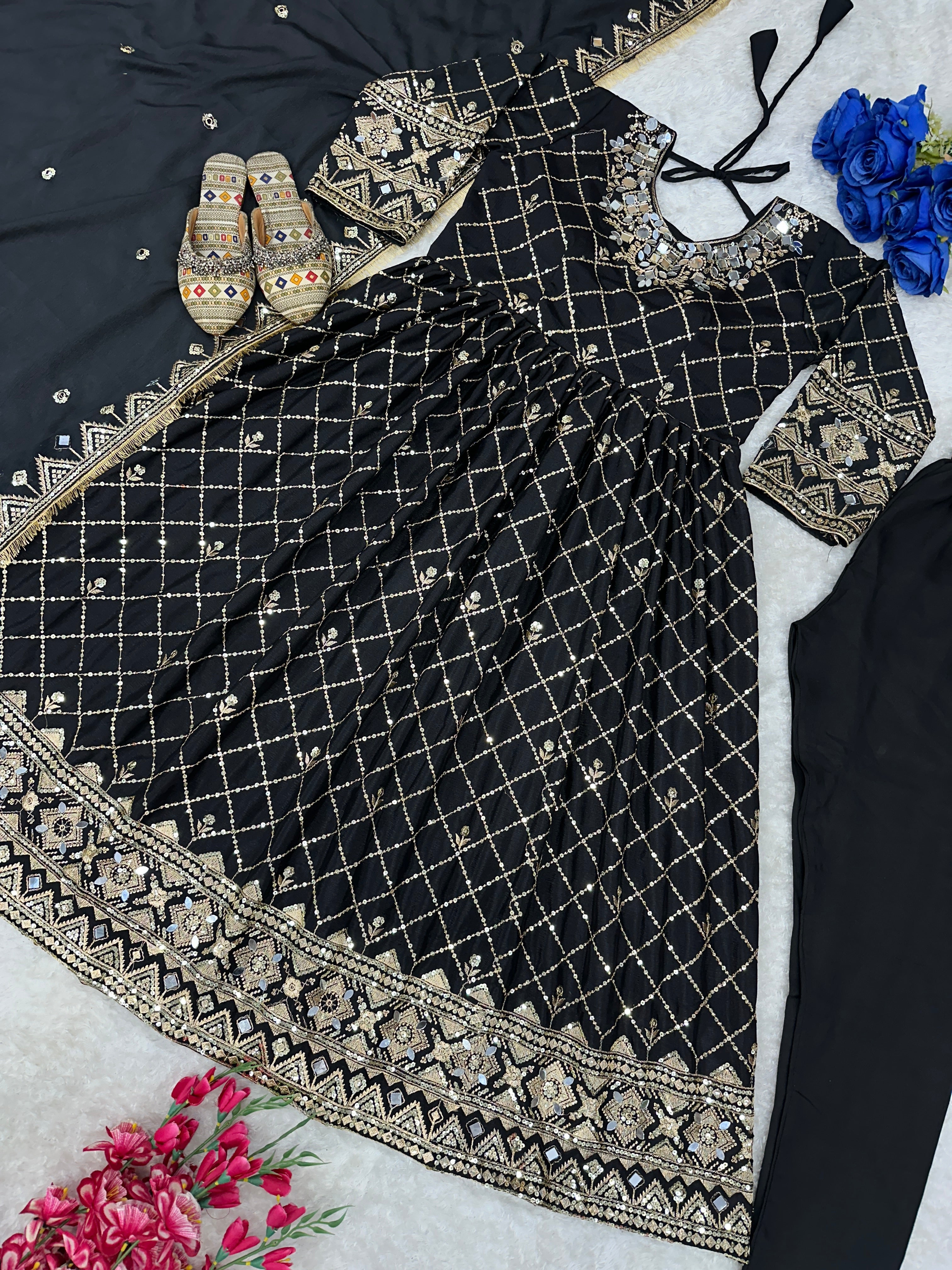 Designer Party Wear Look Gown With Dupatta And Pent