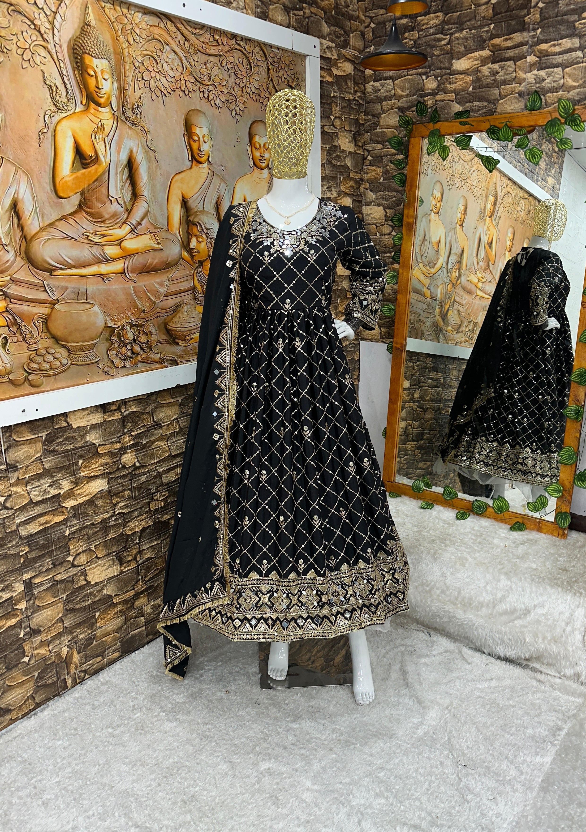 Designer Party Wear Look Gown With Dupatta And Pent