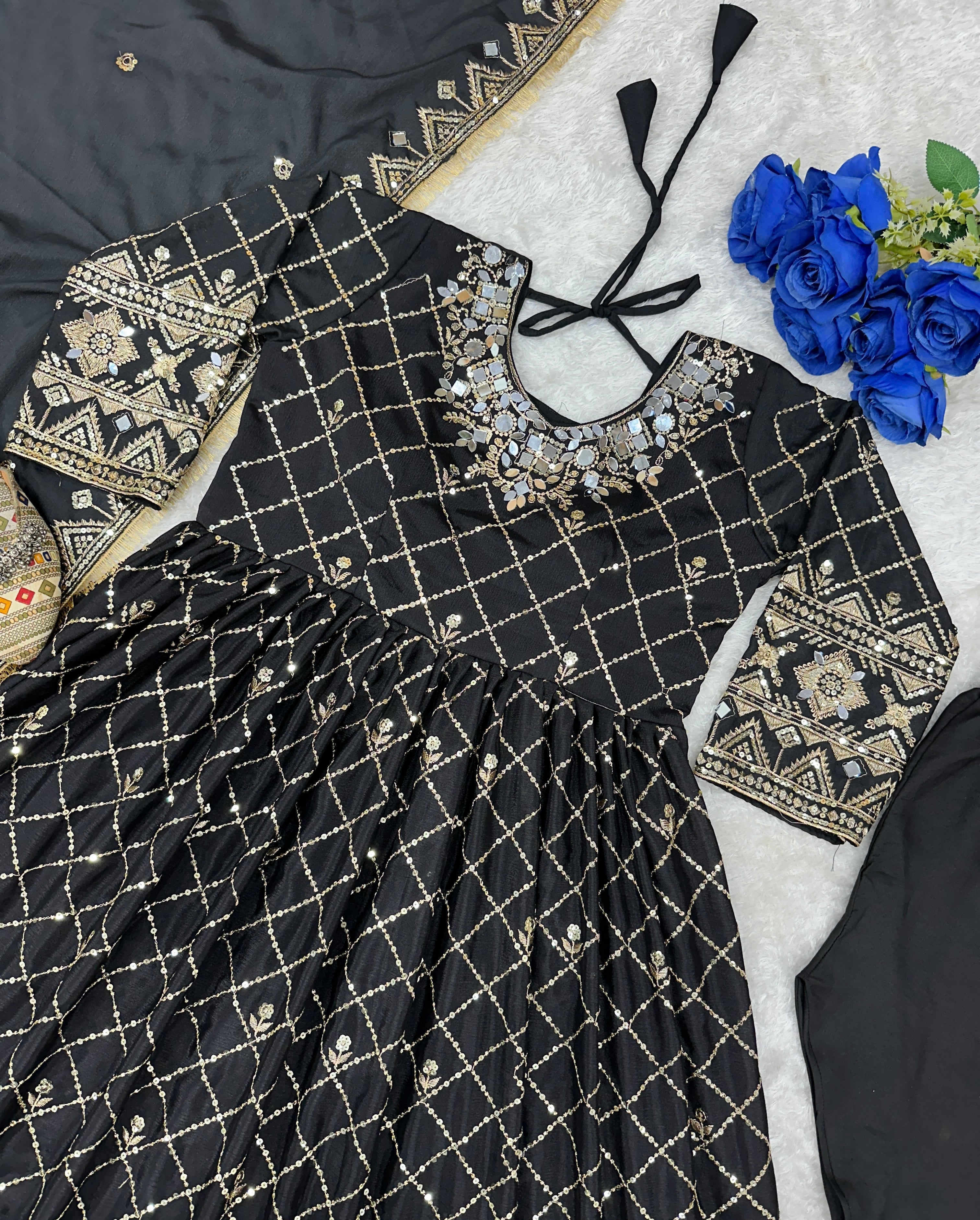 Designer Party Wear Look Gown With Dupatta And Pent