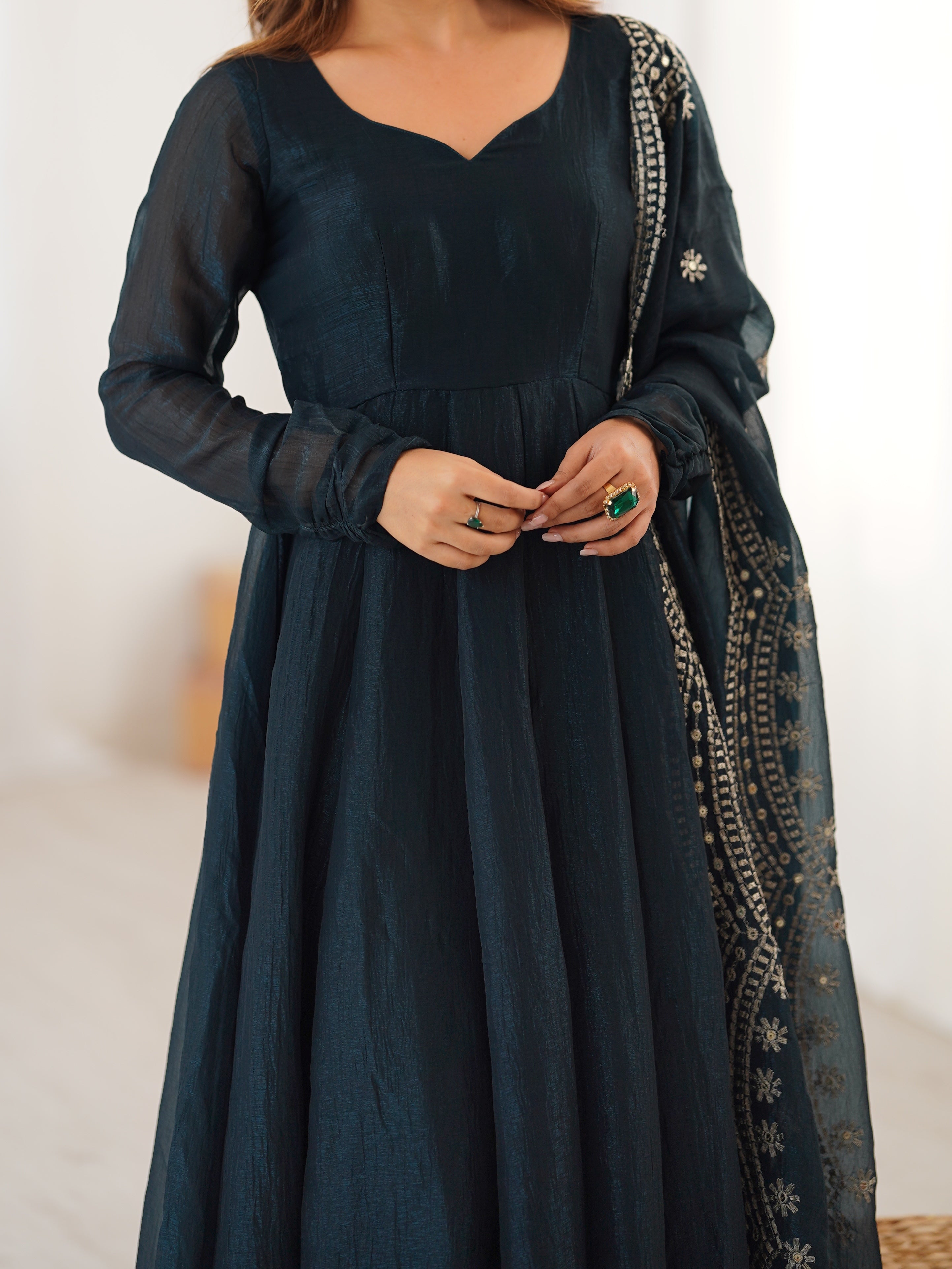 Designer Party Wear Look Gown-Dupatta With Embroidery Sequence Work