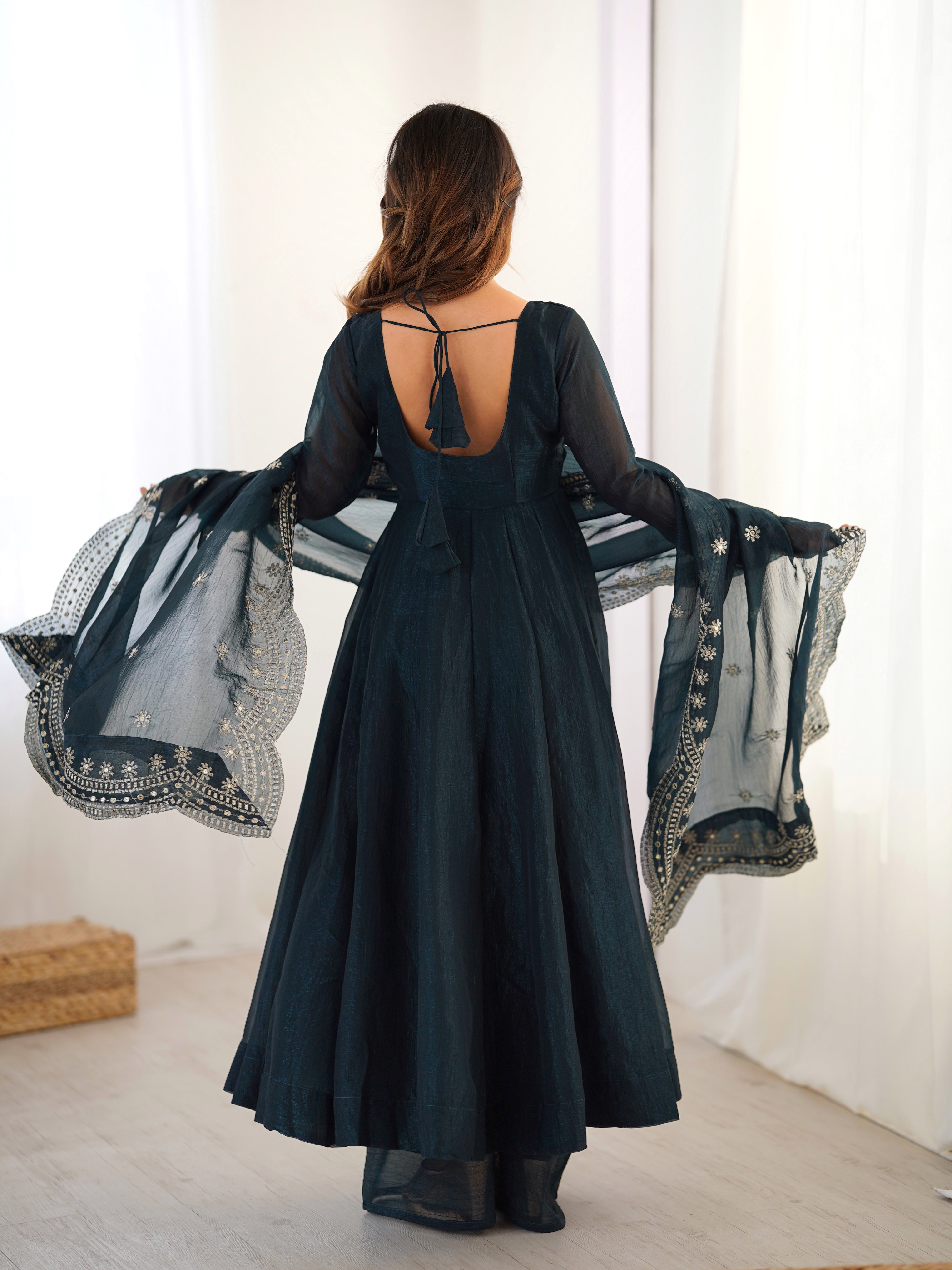 Designer Party Wear Look Gown-Dupatta With Embroidery Sequence Work