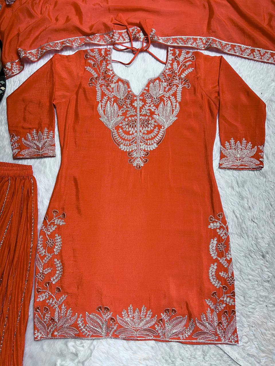 Designer Suit Set With Embroidery Coding Sequence Work